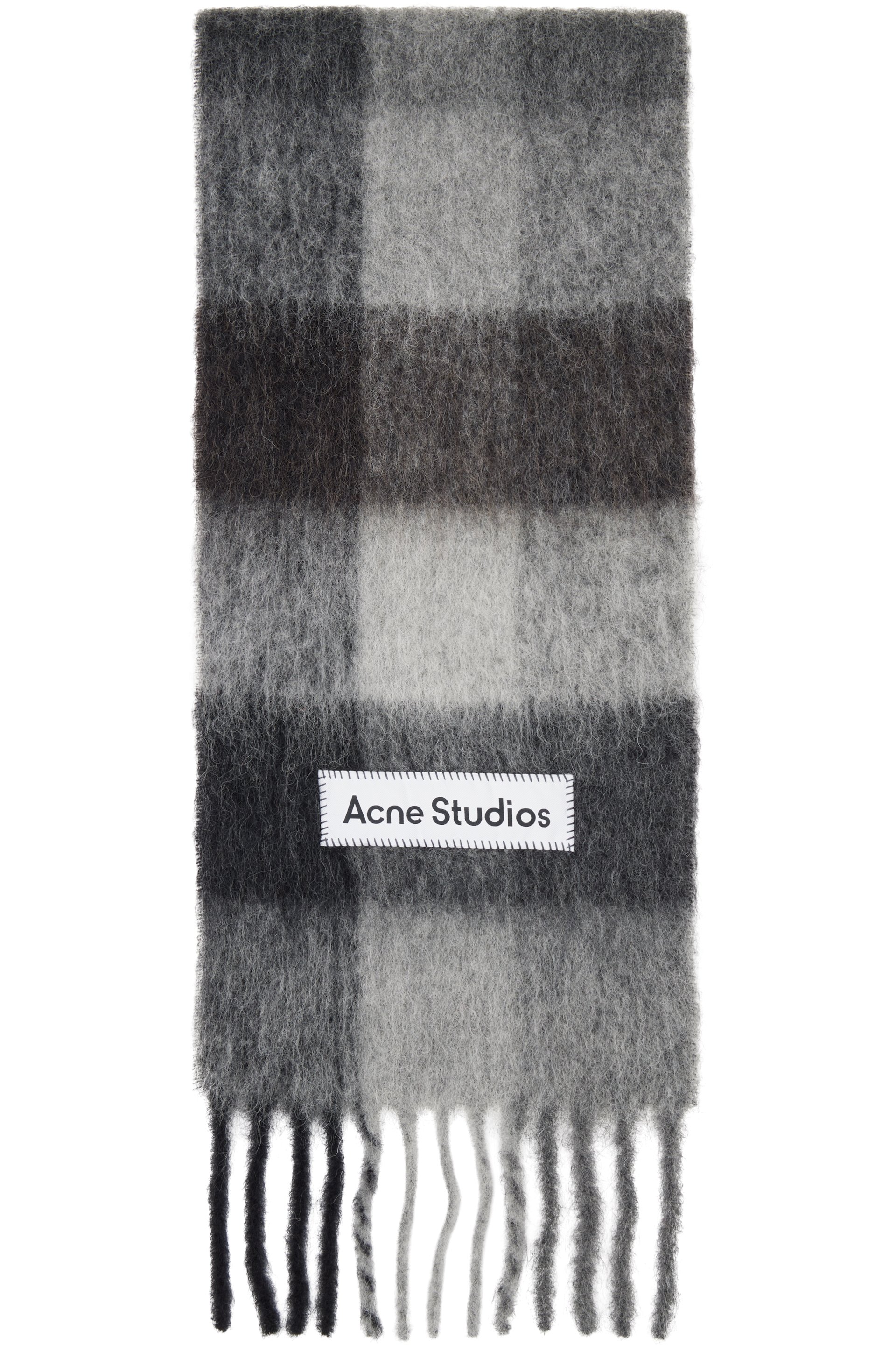 Acne Studios - 그레이 모헤어 체크 스카프