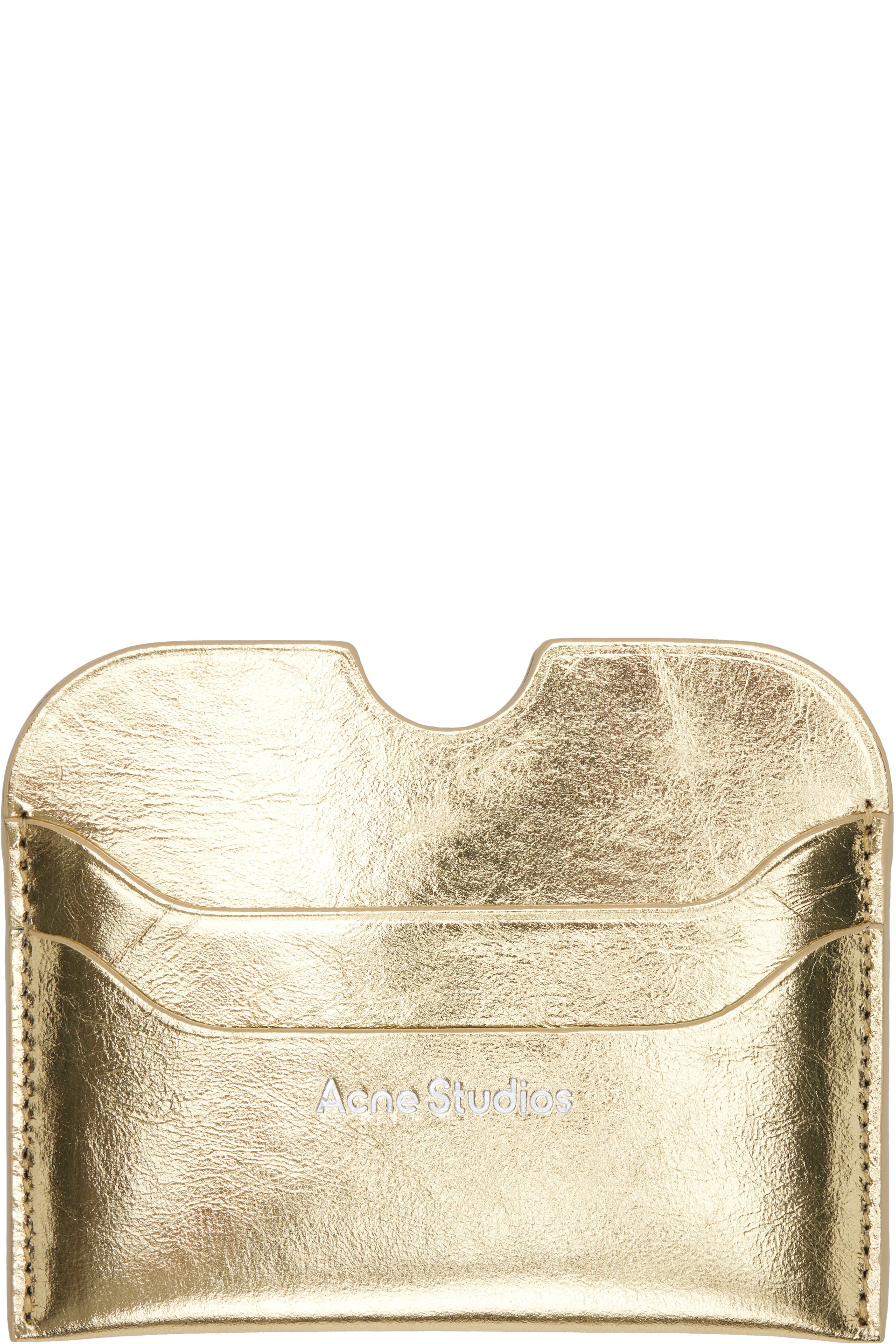 Acne Studios - Porte-carte doré à logo gaufré