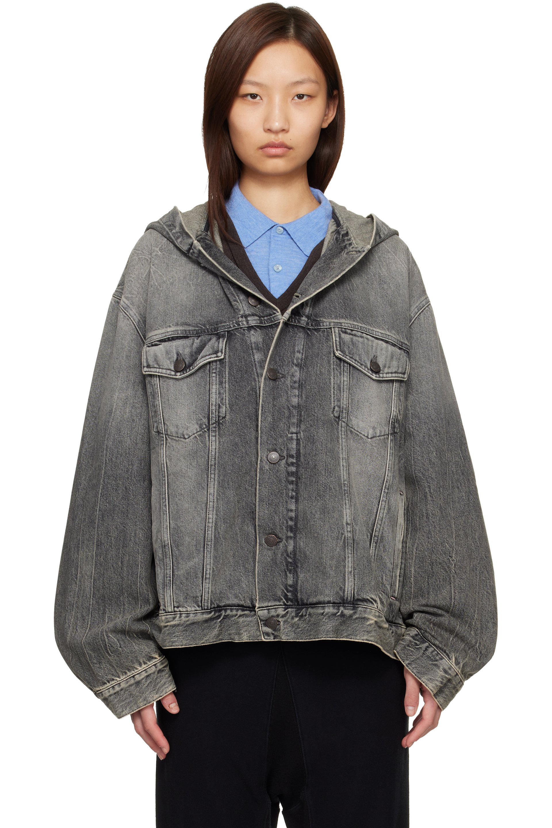 Acne Studios - Black Hooded Denim Jacket