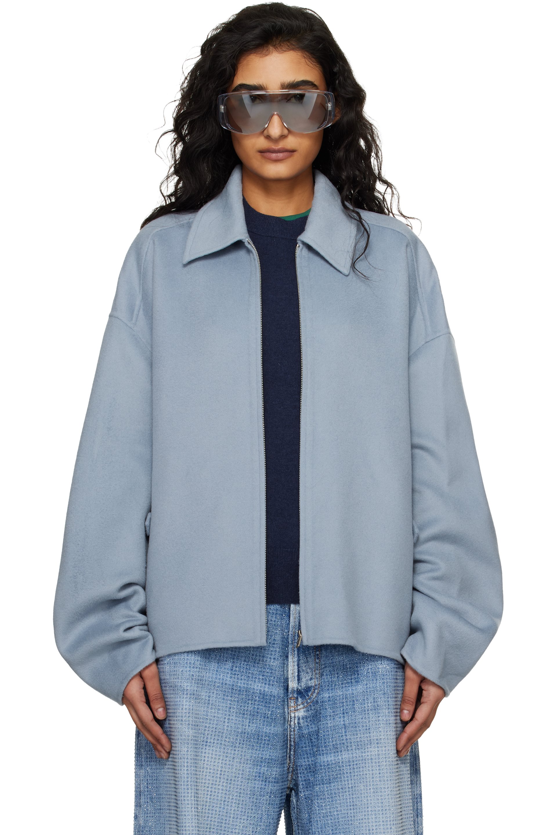 Acne Studios - Blouson bleu en cachemire