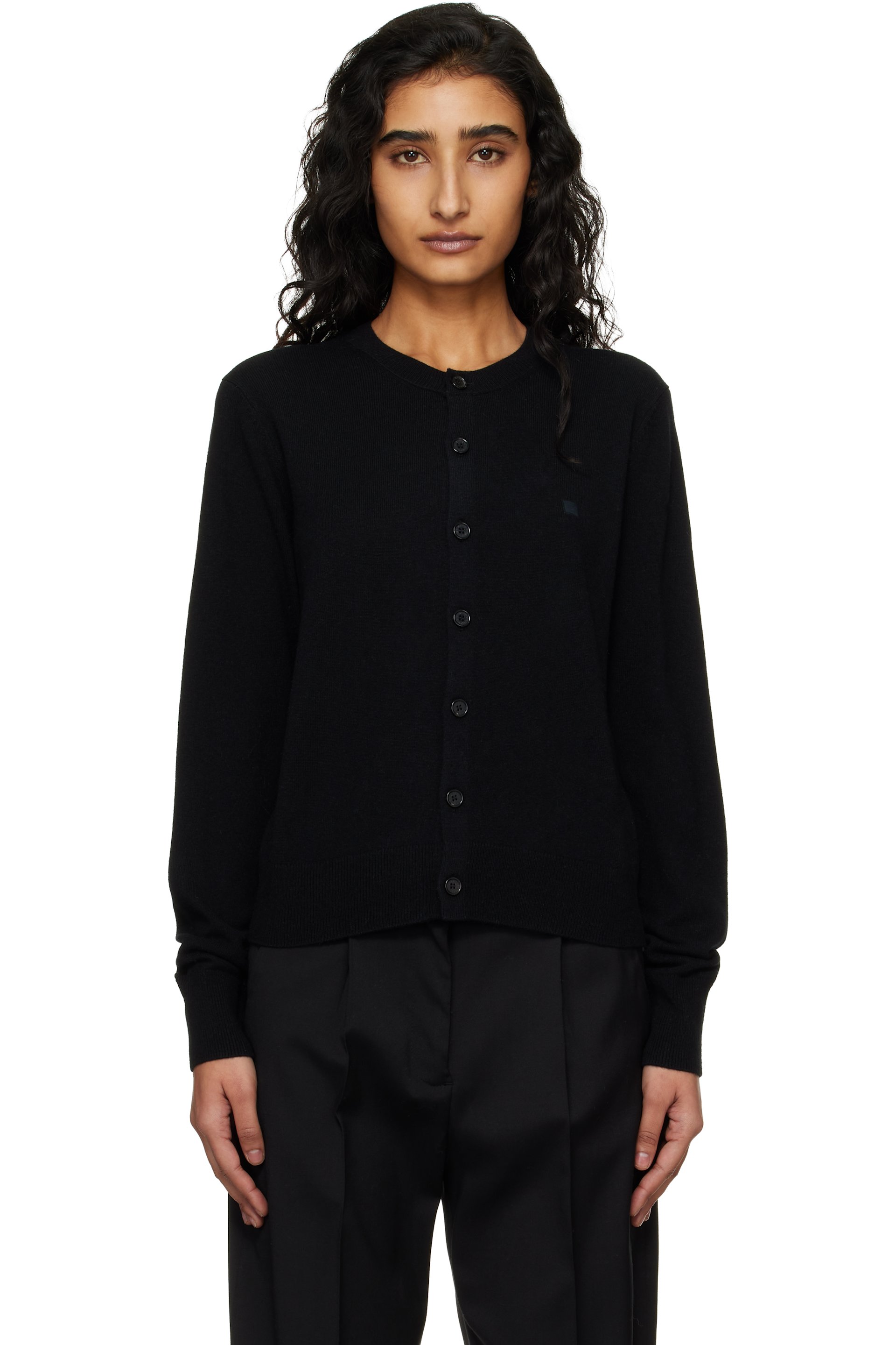 Acne Studios - Cardigan ajusté noir en laine de yak