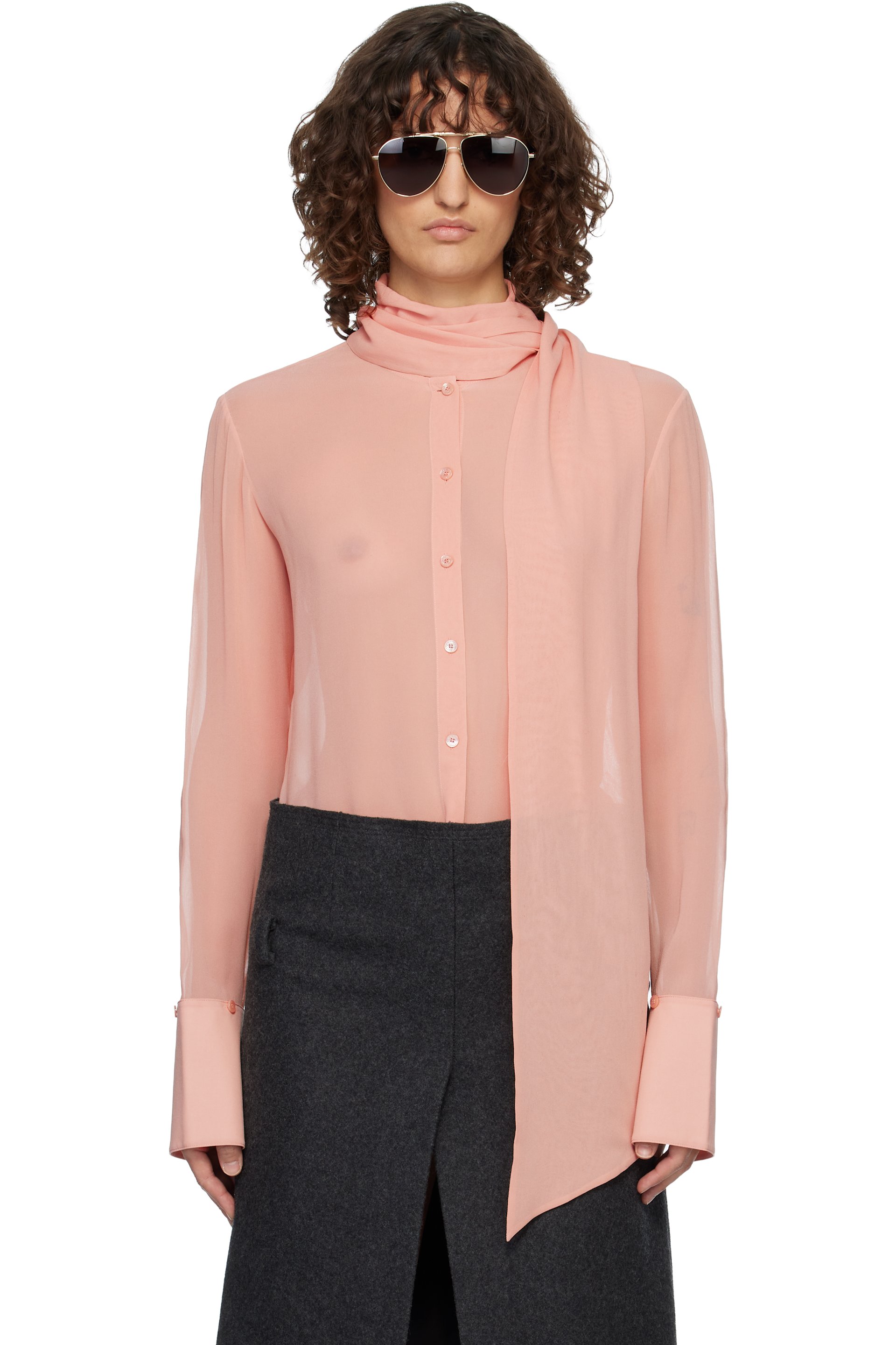 Acne Studios - Chemise rose en soie
