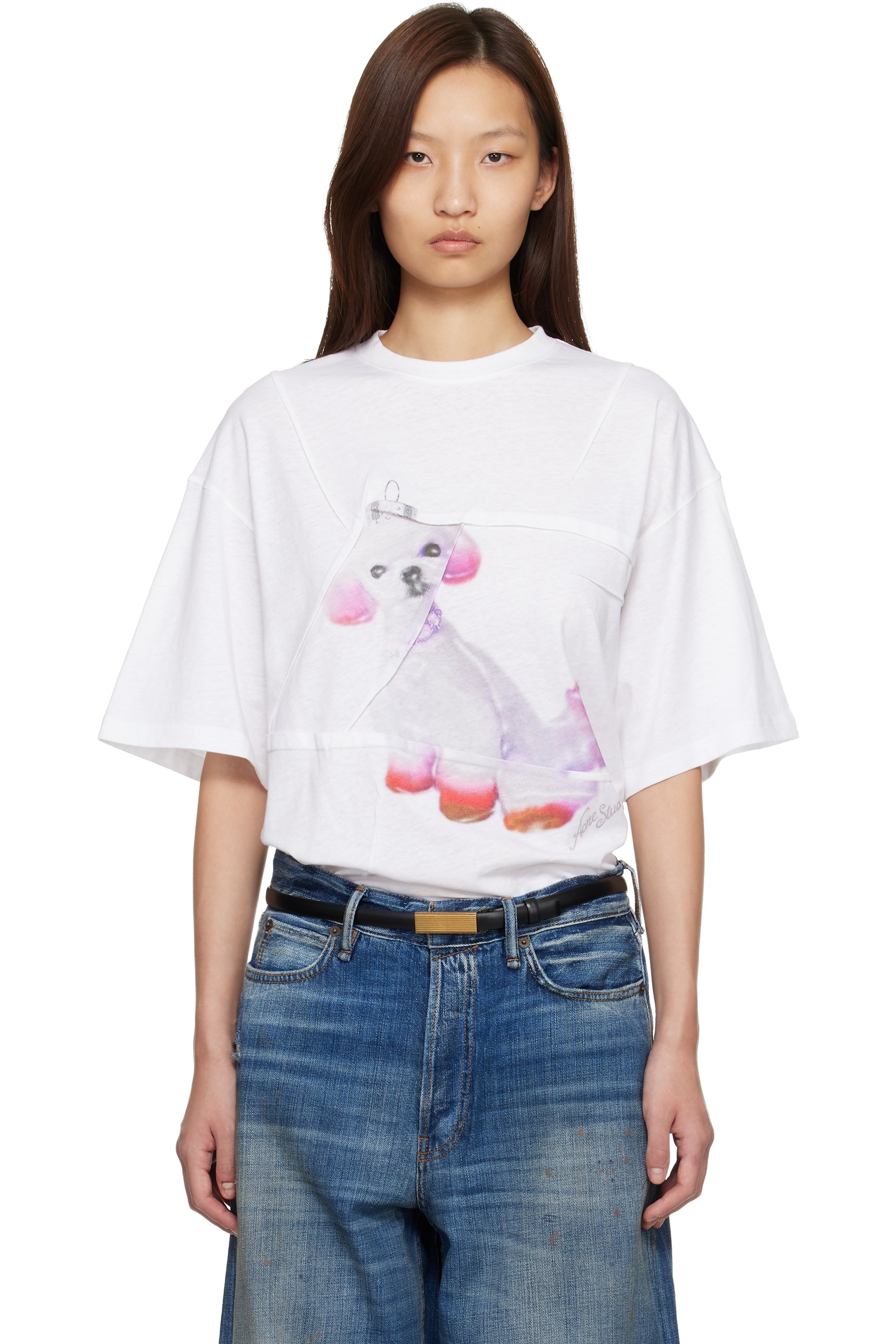 Acne Studios - T-shirt blanc à image imprimée