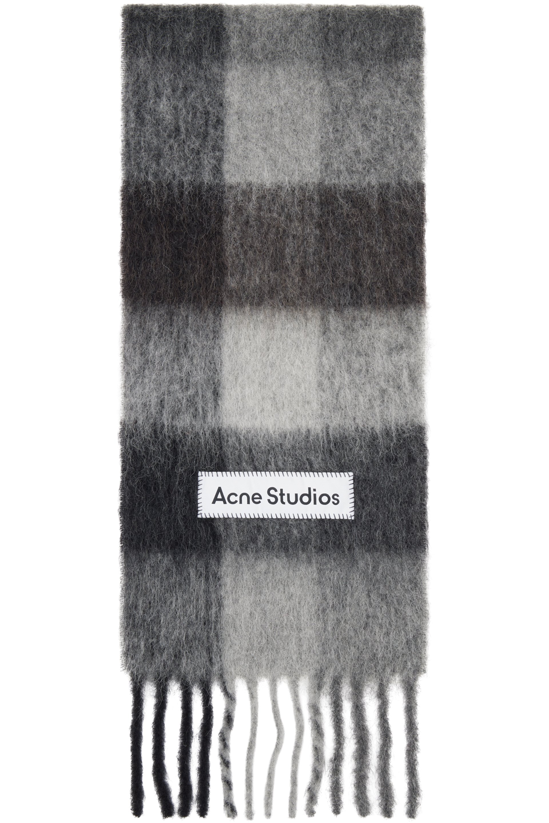 Acne Studios - Écharpe bleu et gris en mohair à carreaux