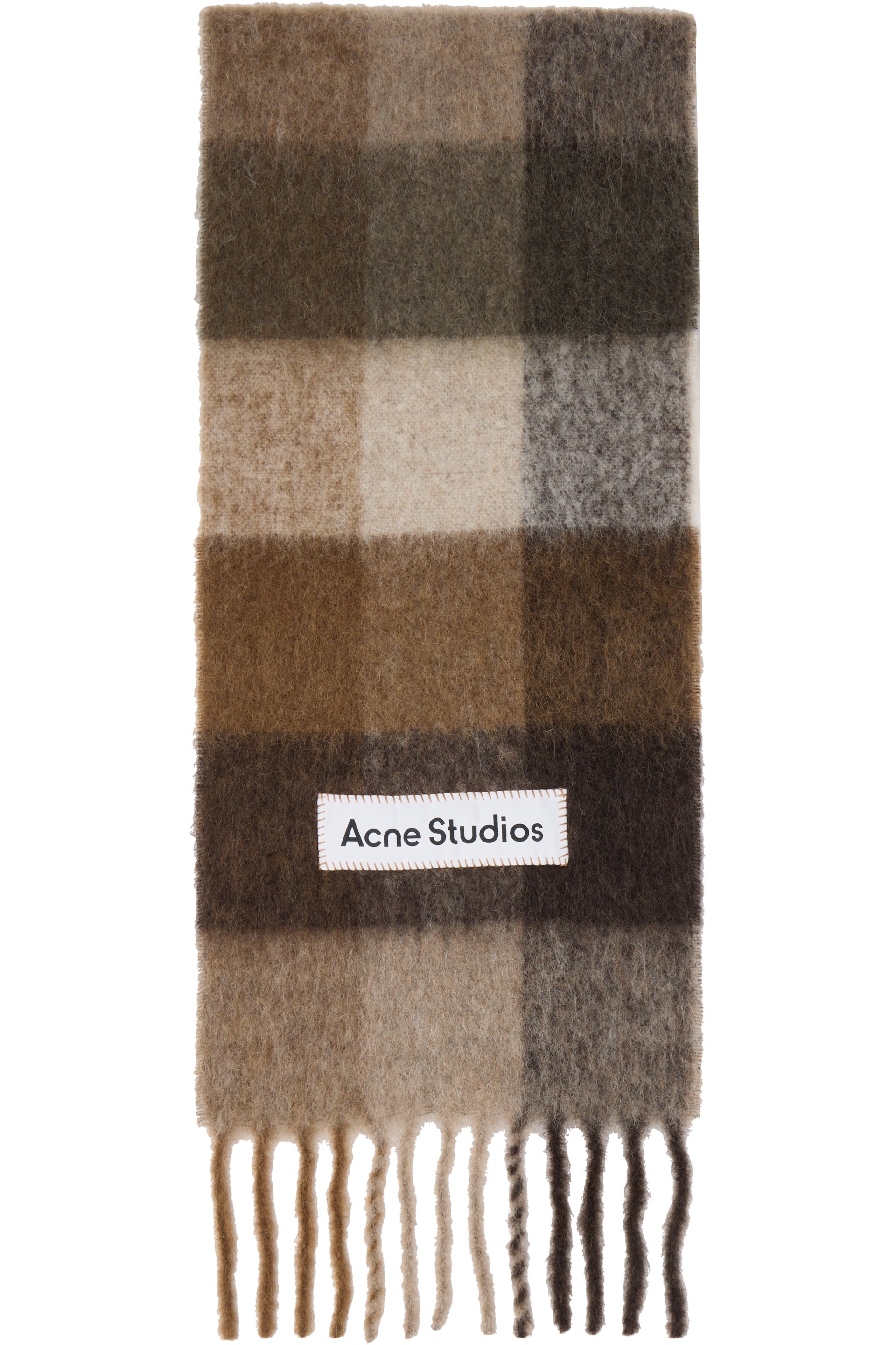 Acne Studios - Écharpe brune en mohair à carreaux