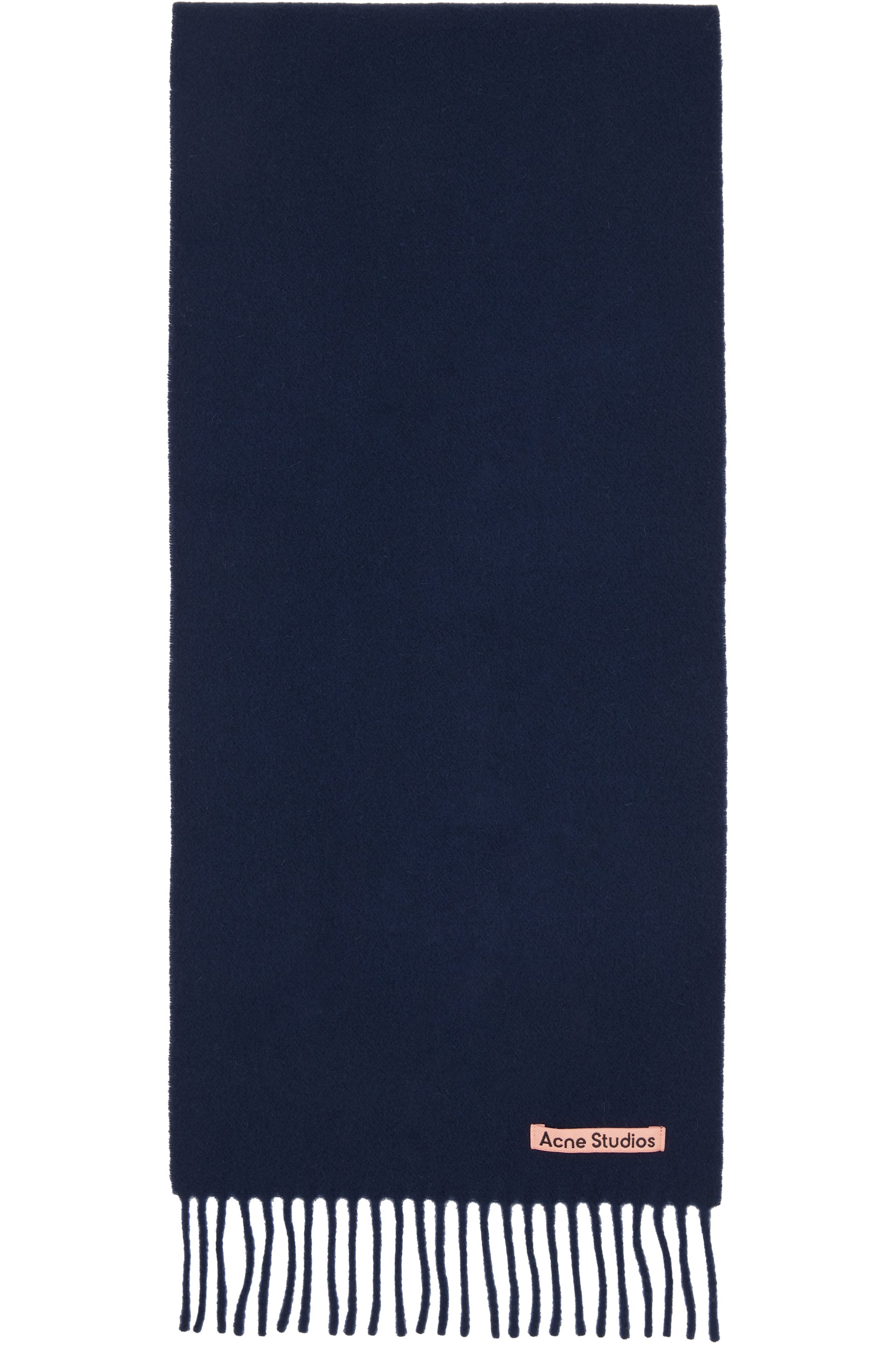 Acne Studios - 海军蓝 Fringe Wool Skinny 围巾