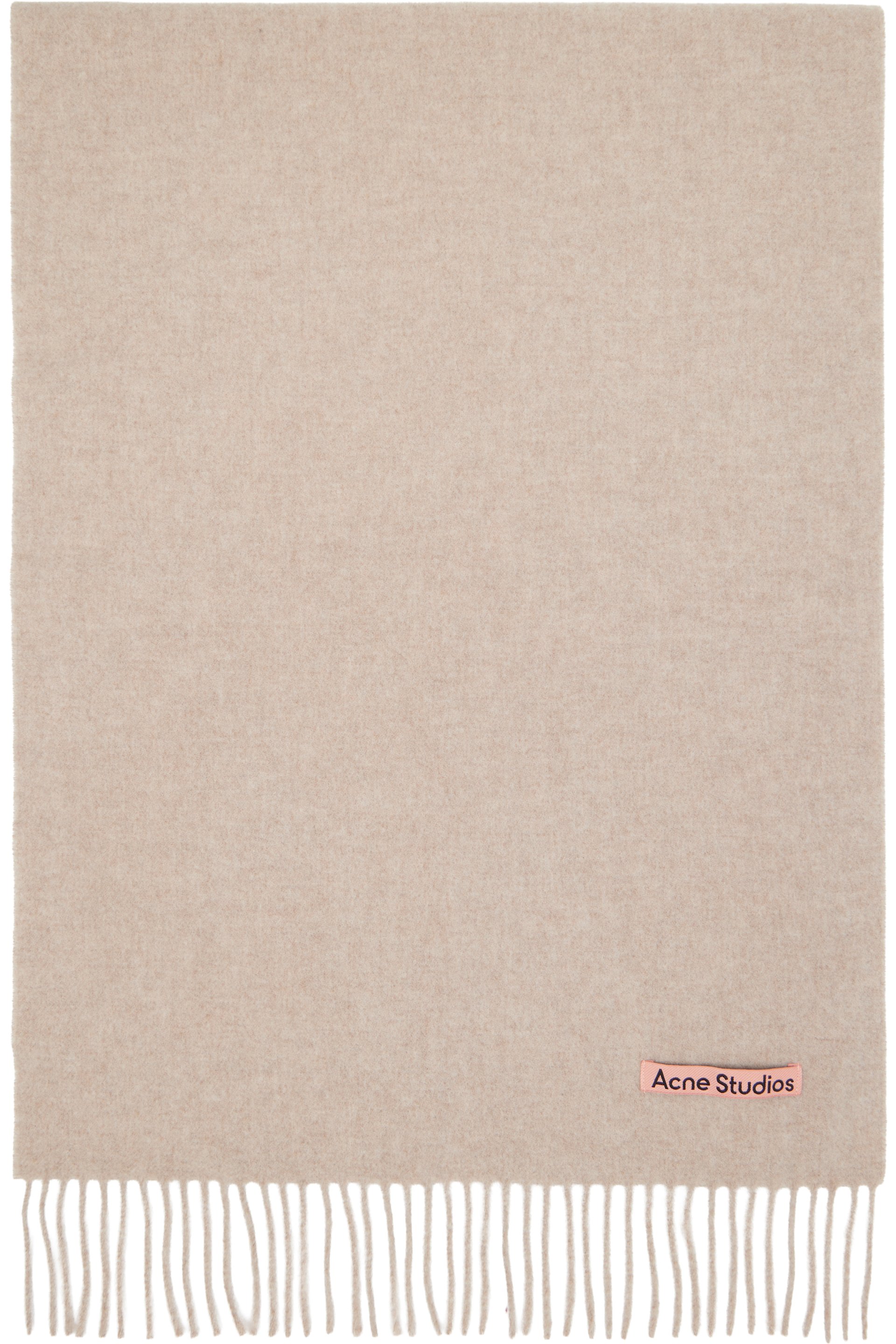 Acne Studios - Écharpe fine beige en laine à franges