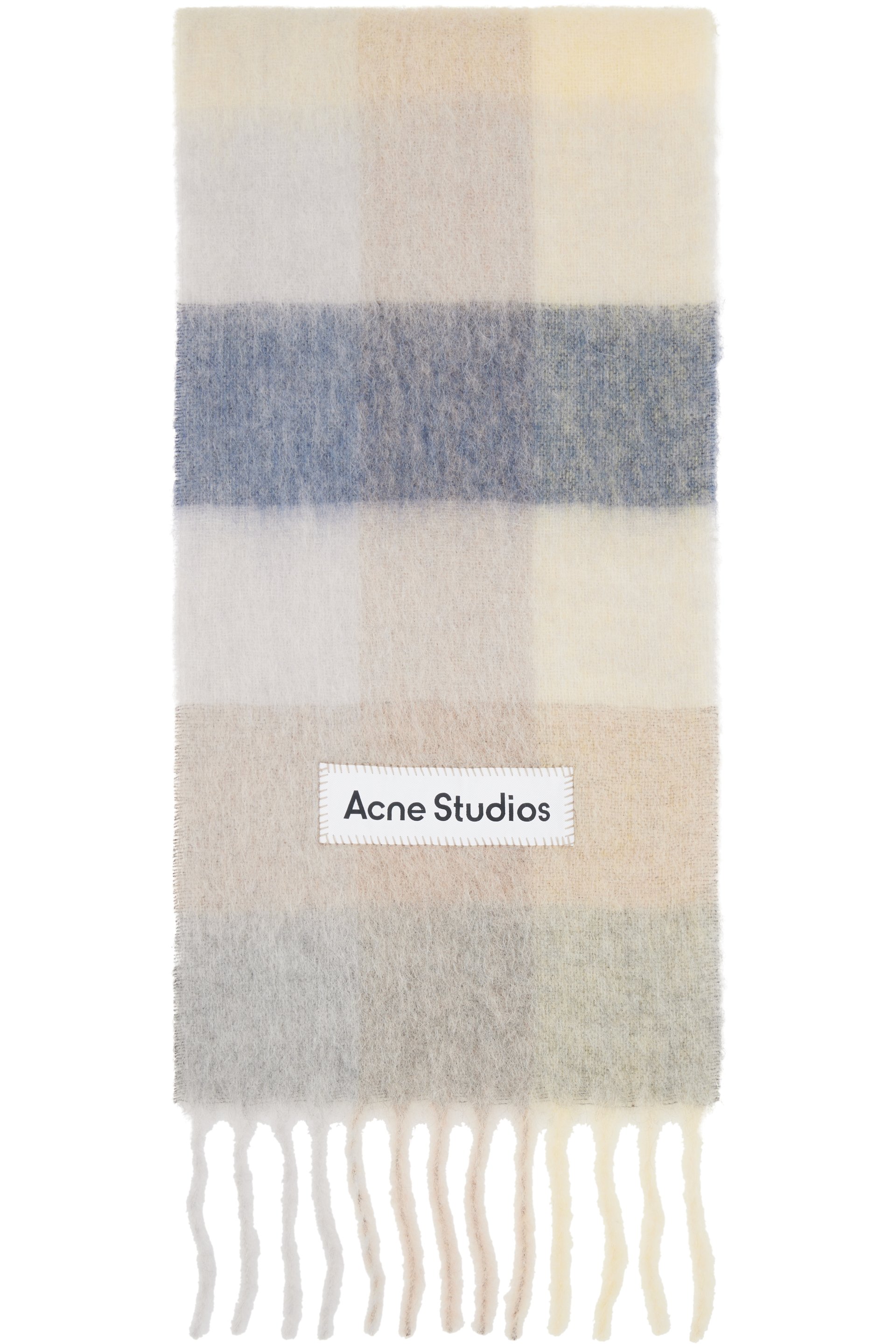 Acne Studios - Écharpe blanc cassé en mohair à carreaux