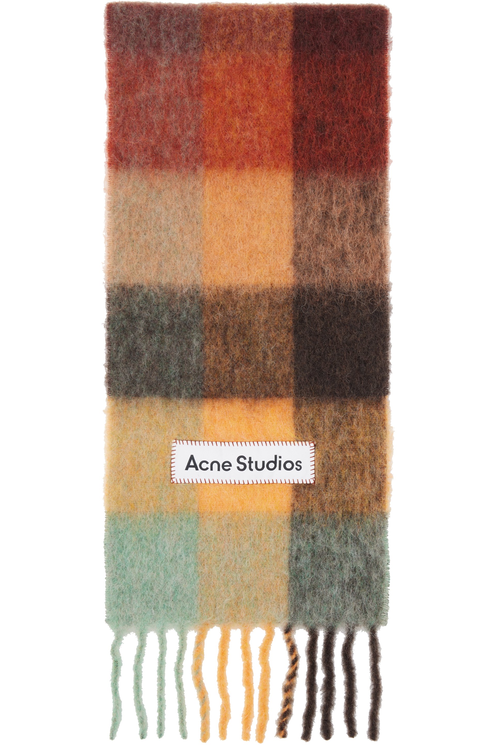 Acne Studios - Écharpe brune en mohair à carreaux