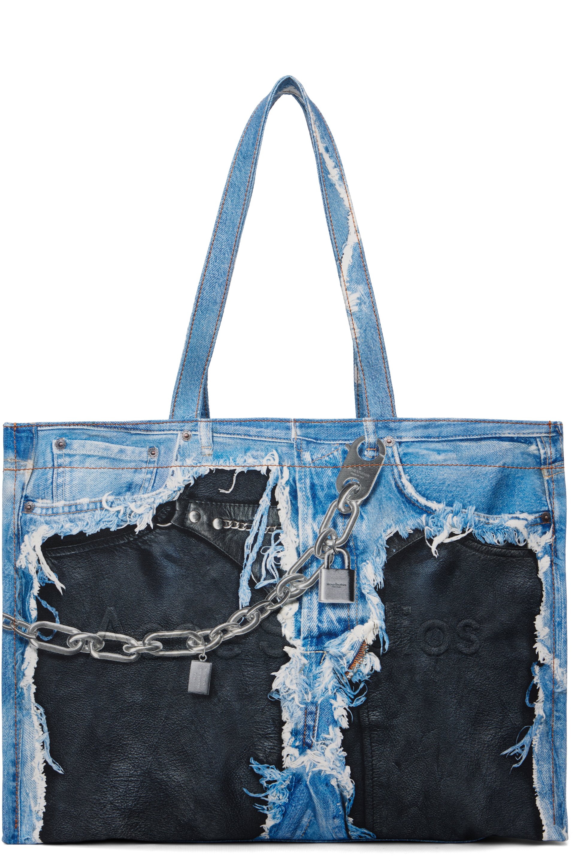 Acne Studios - Blue & Black Denim Print Tote
