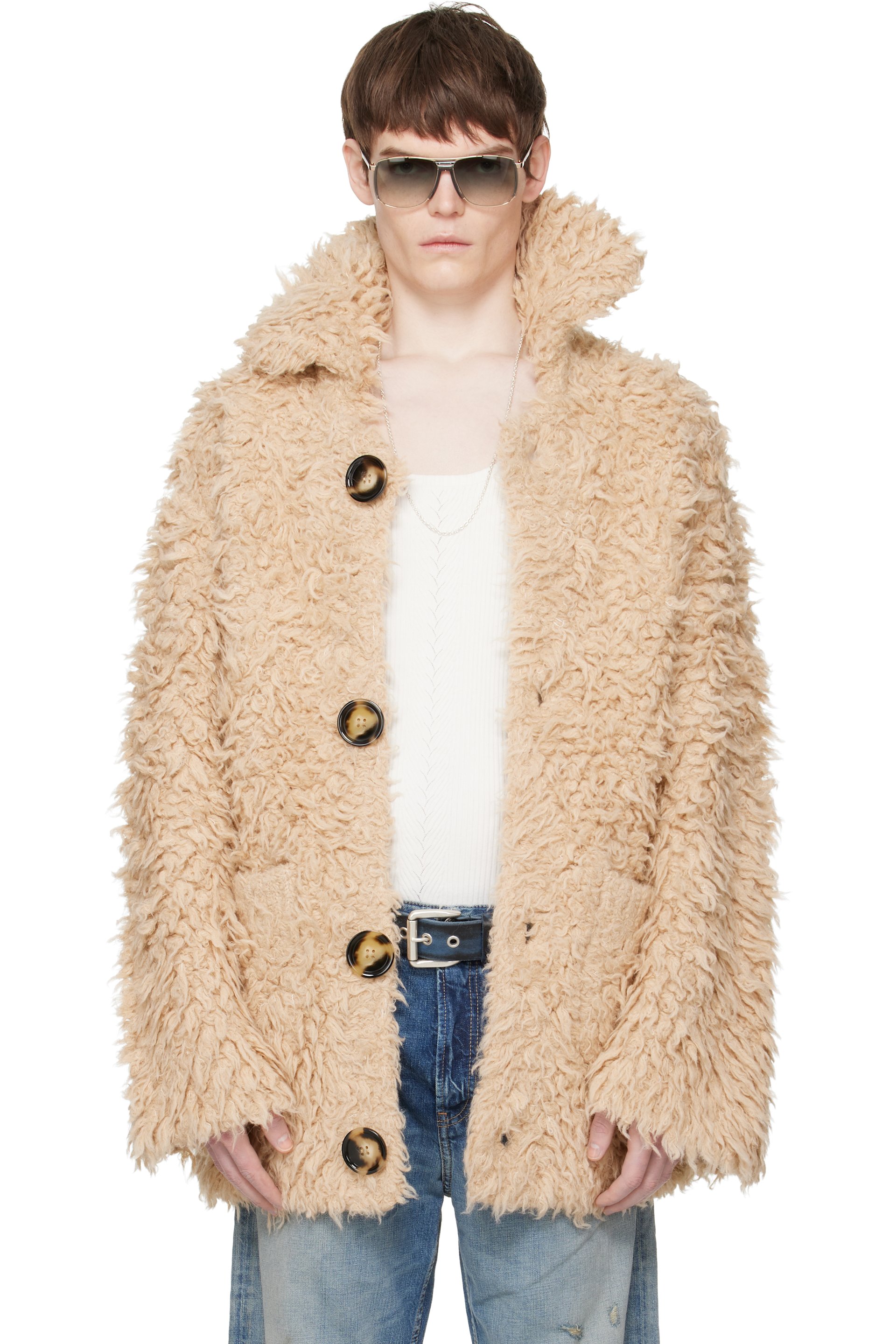 Acne Studios - Cardigan beige en tricot