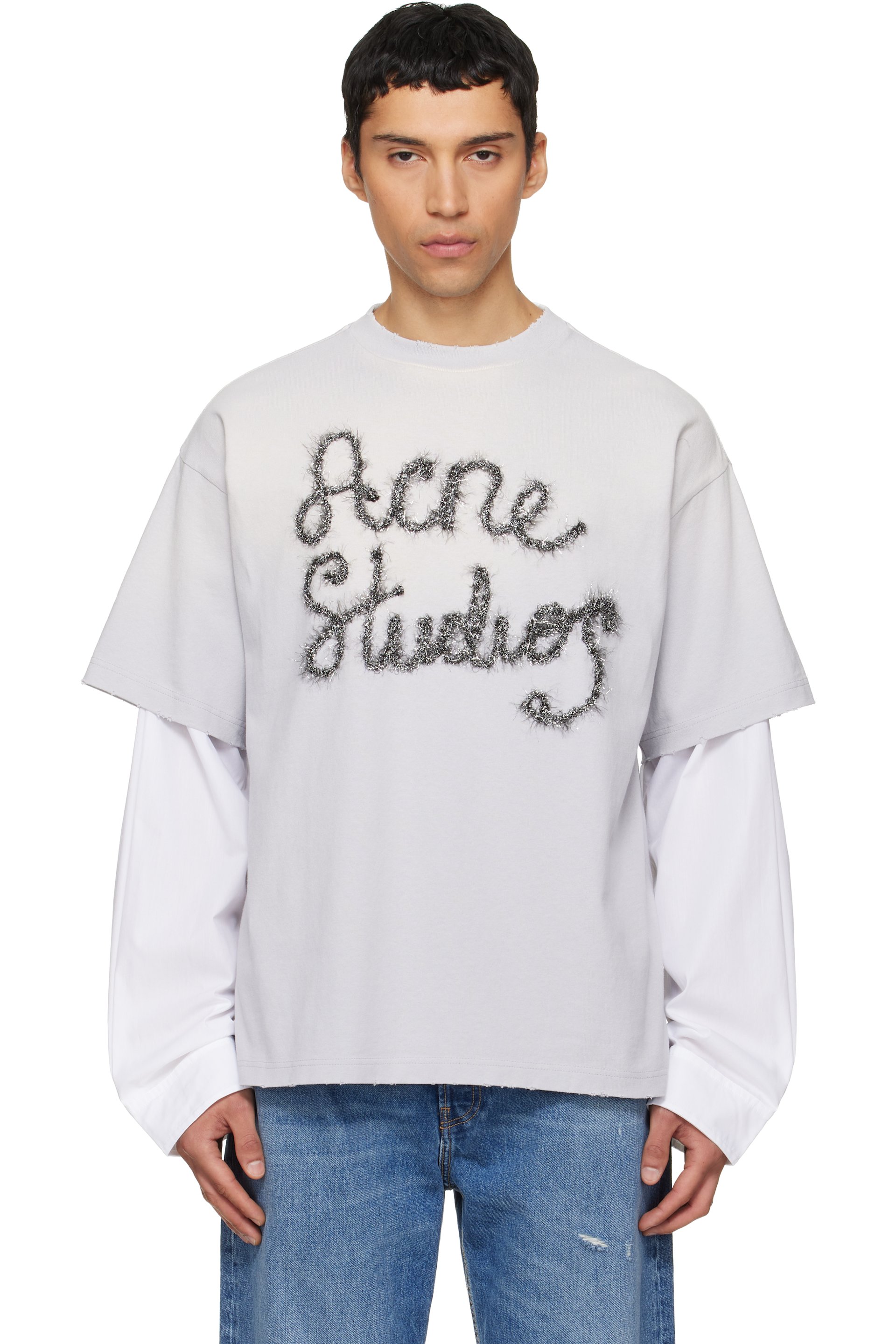 Acne Studios - 蓝色 Layered Logo T 恤