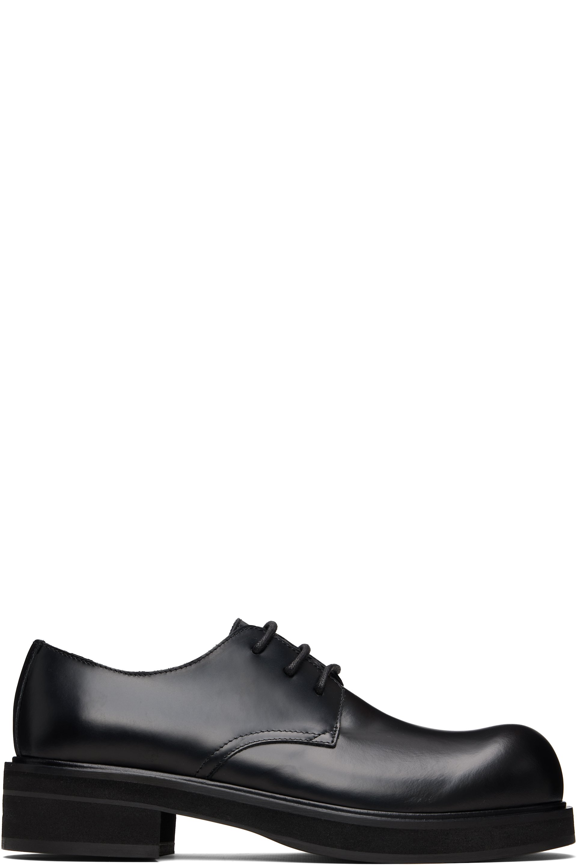 Acne Studios: ブラック レザー レースアップダービー | SSENSE 日本