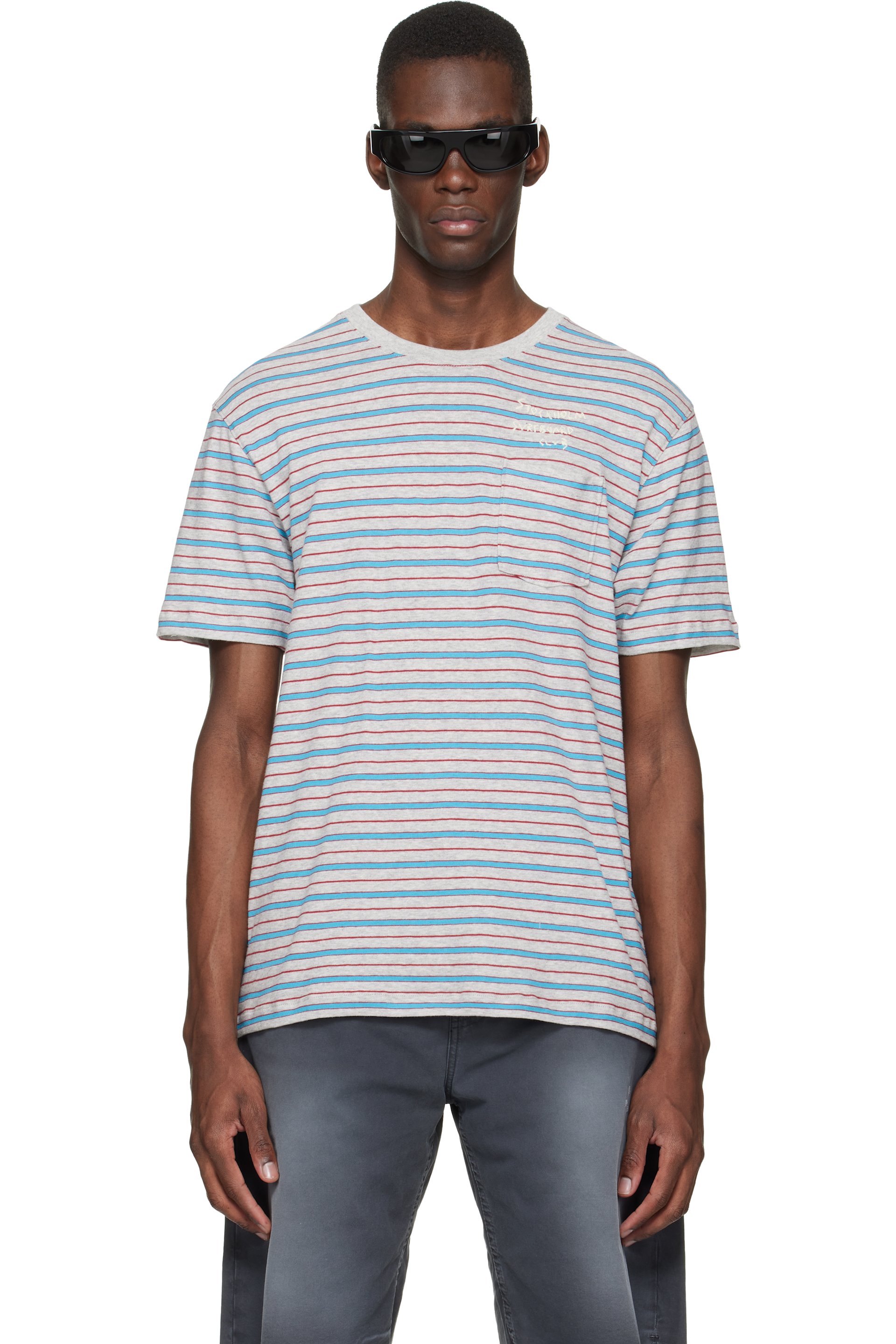 Stockholm (Surfboard) Club - Gray & Blue Striped T-shirt