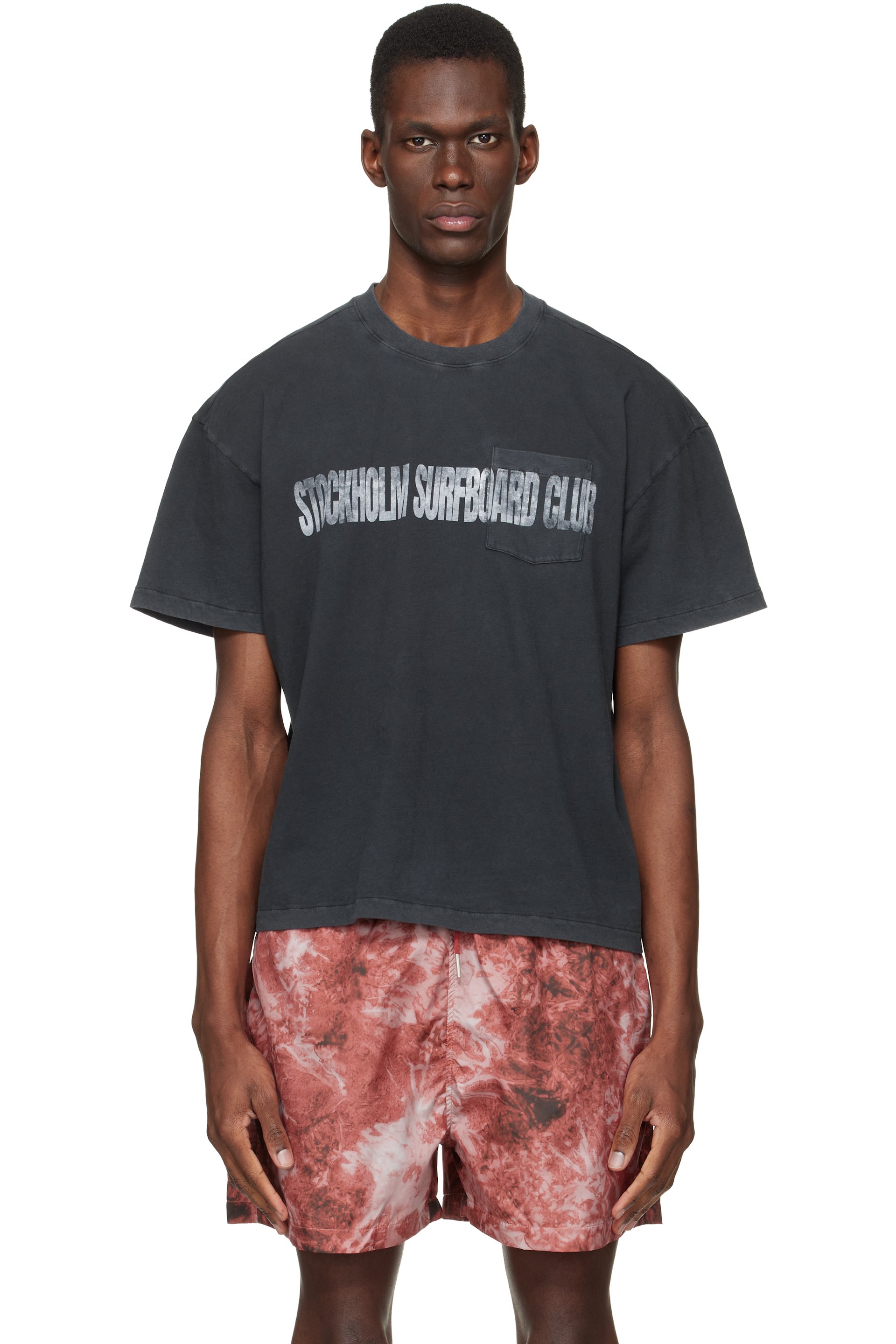Stockholm (Surfboard) Club - Black Printed Pocket T-shirt