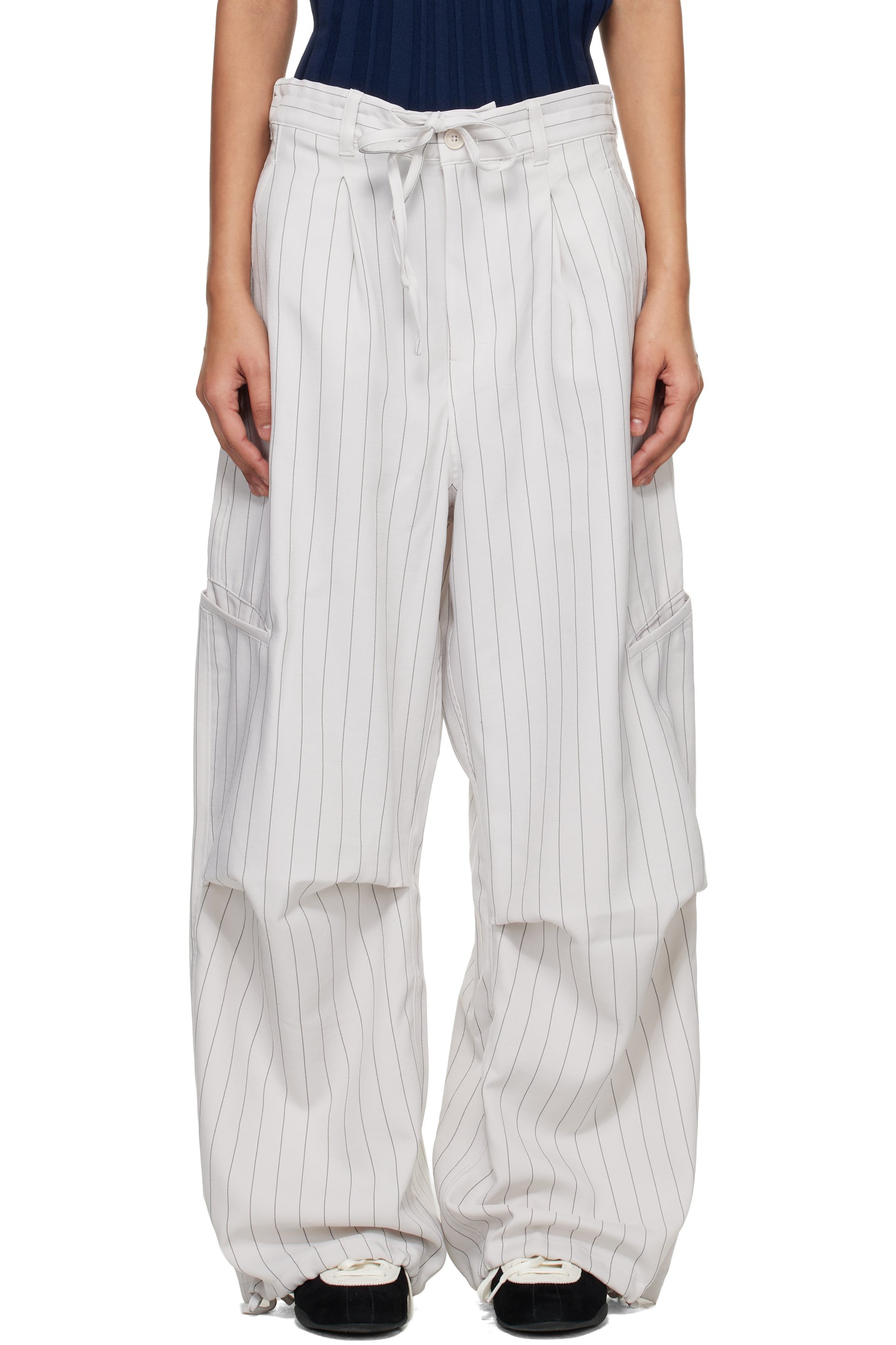 Y-3 - Off-White Pinstripe UT Straight Leg Lounge Pants