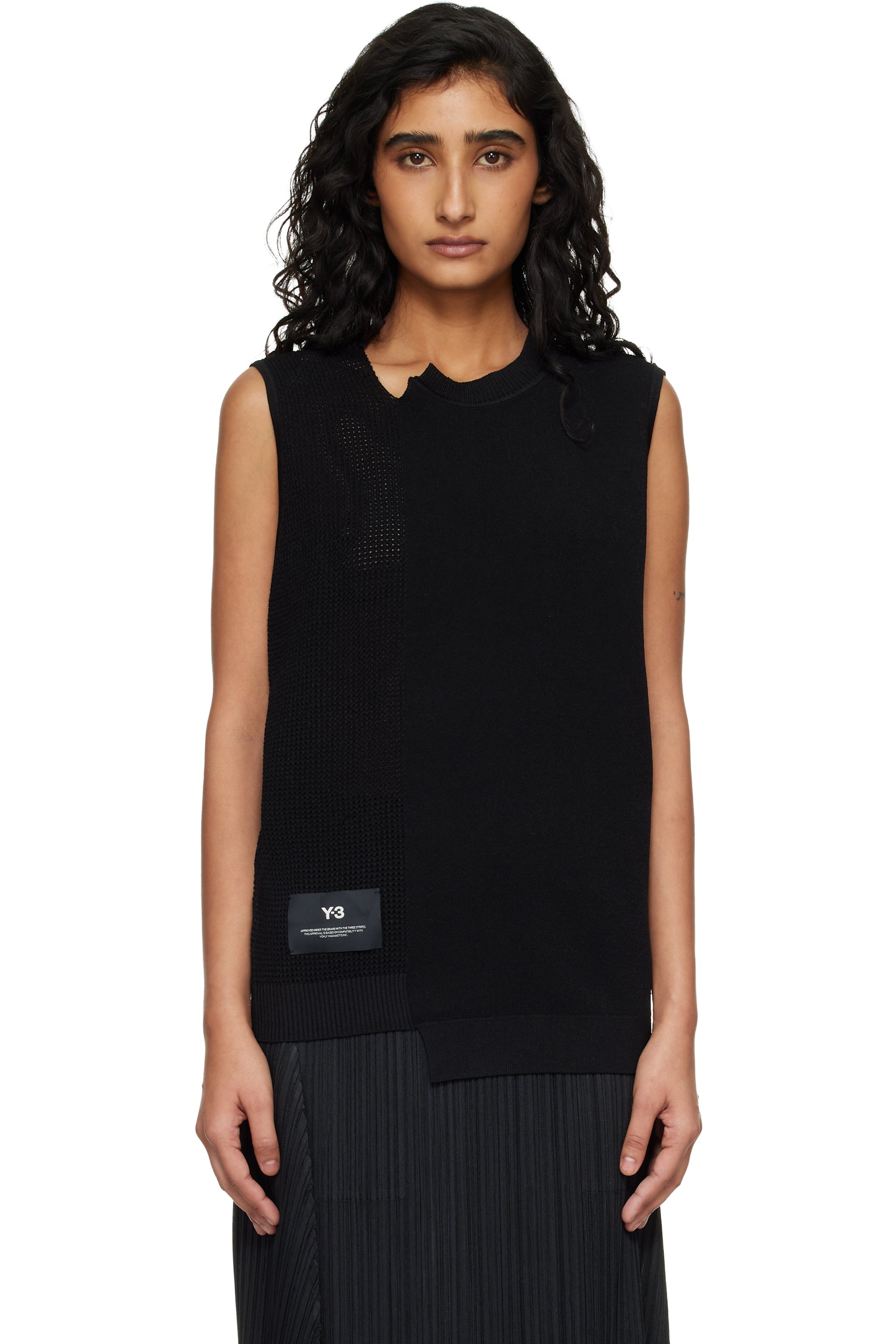 Y-3 - Gilet Gfx noir en tricot