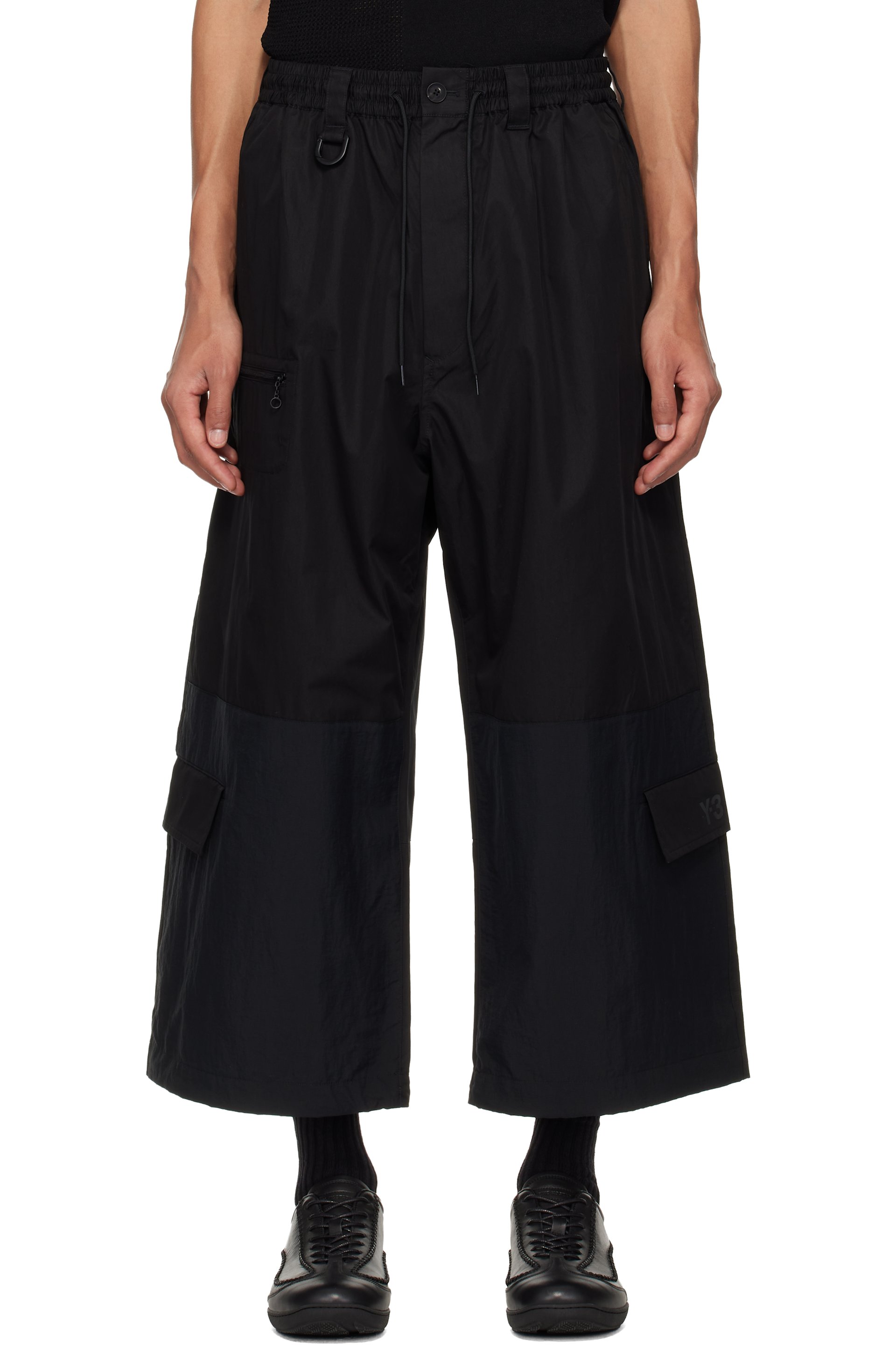 Y-3 - Pantalon cargo droit et écourté noir