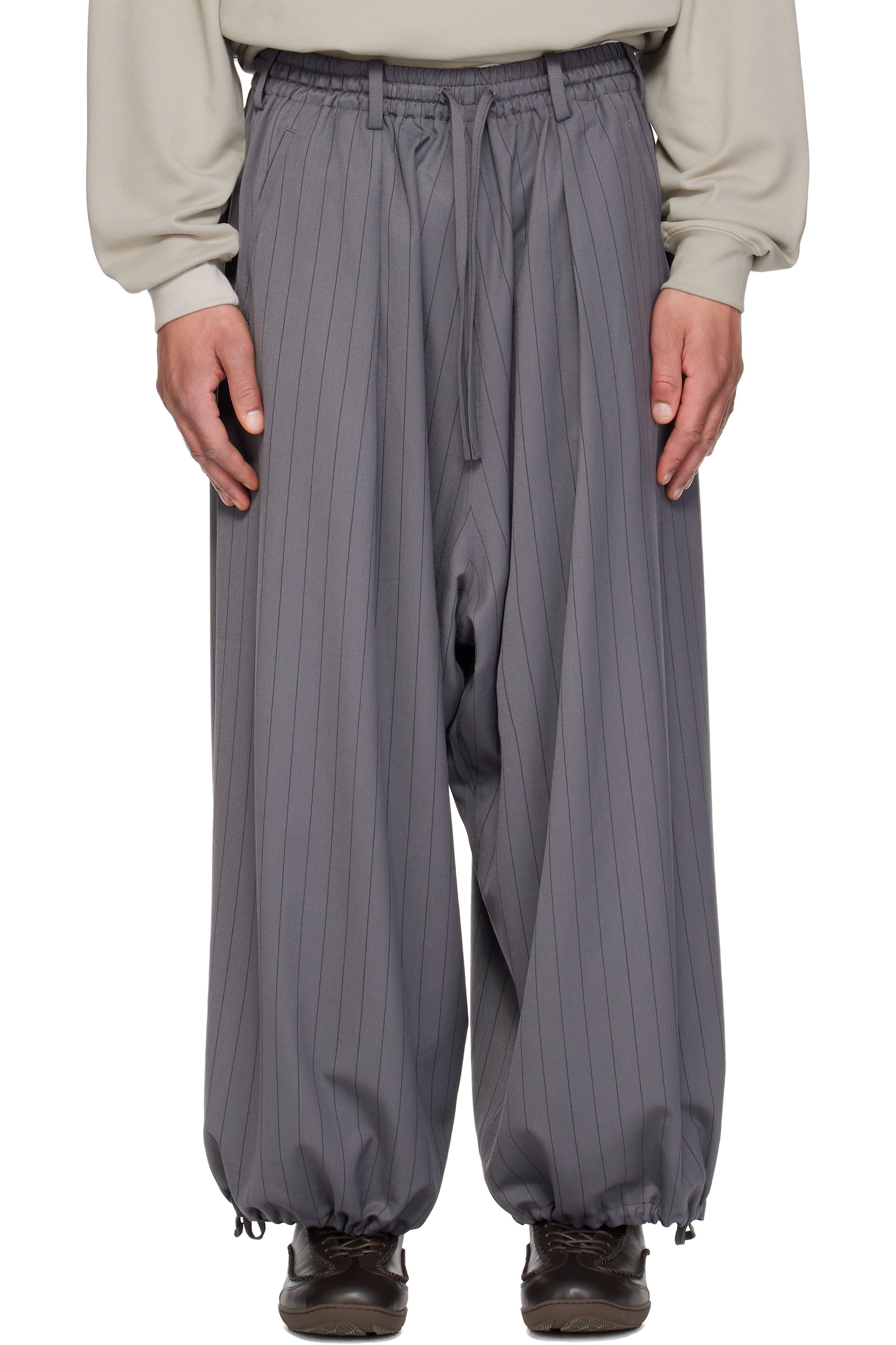Y-3 - Pantalon gris en laine
