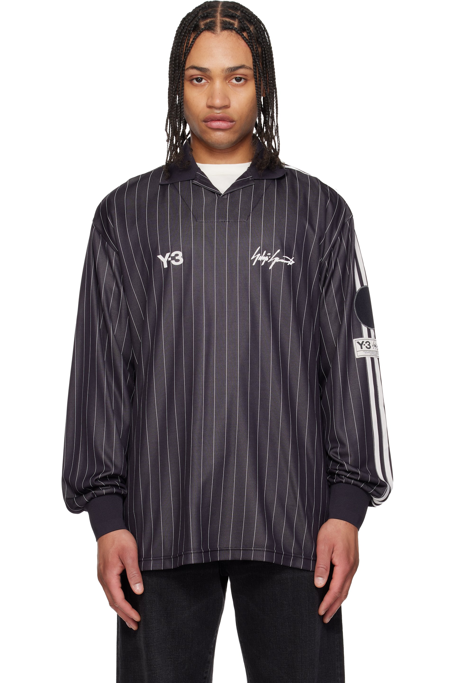 Y-3 - T-shirt de soccer à manches longues Zinedine Zidane noir en jersey
