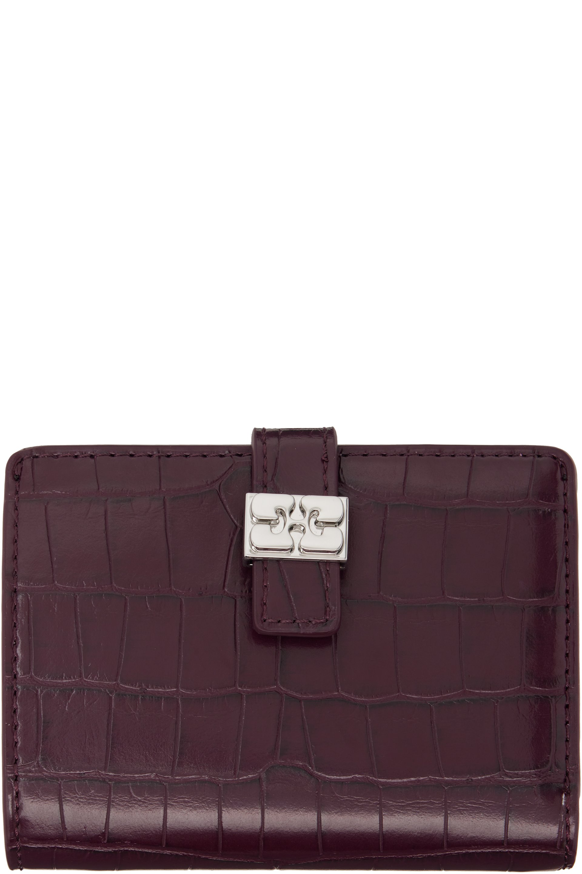 GANNI - Burgundy Sue Slim Flap Wallet