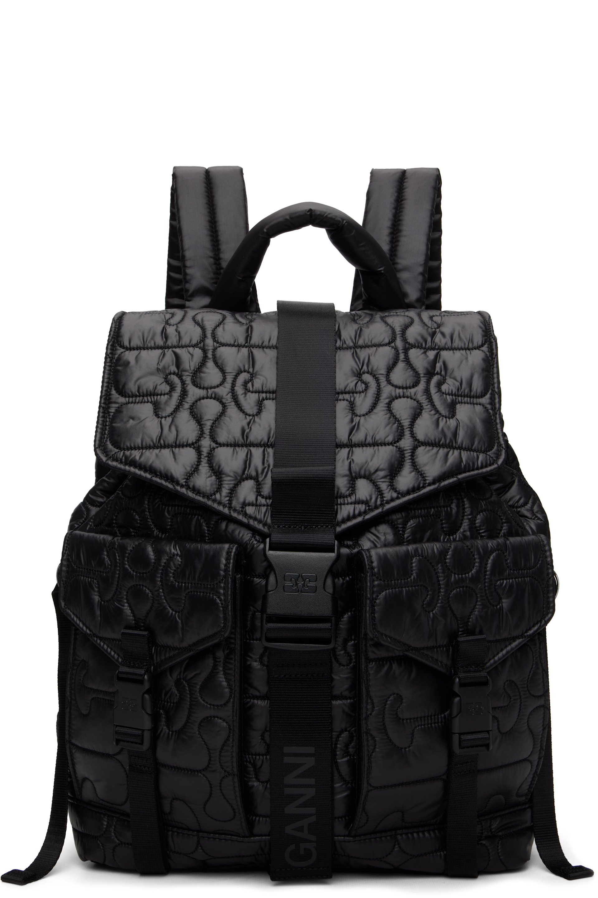 GANNI - Sac à dos matelassé noir en étoffe technique