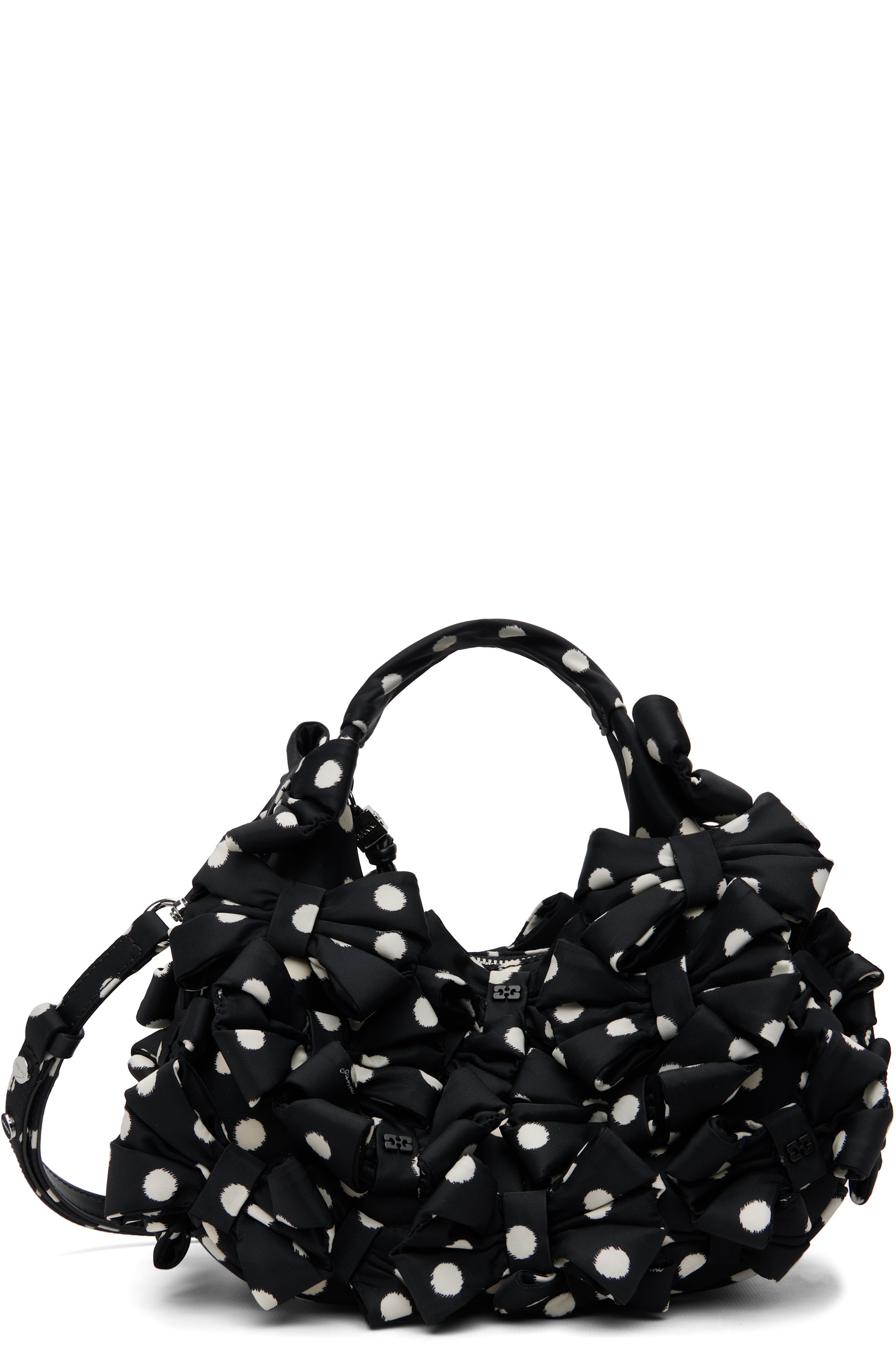 GANNI - Mini sac noir en satin à boucles