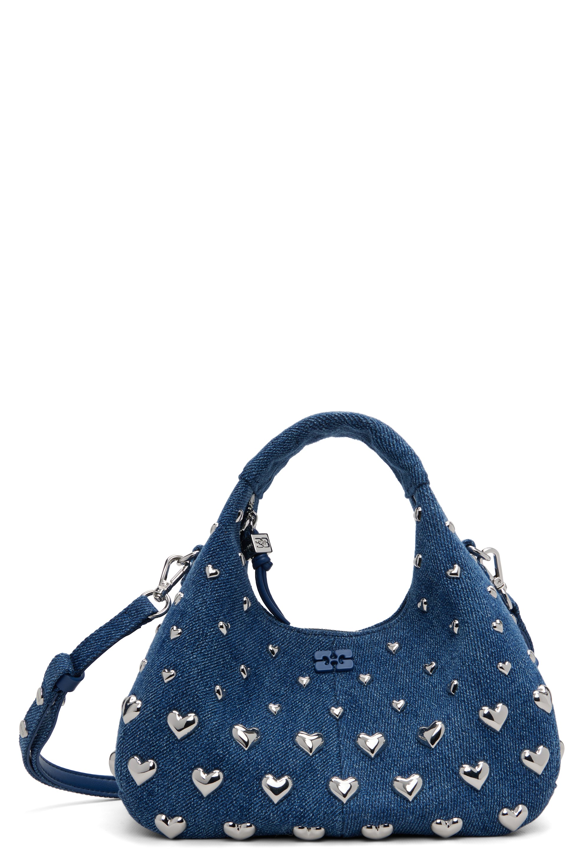 GANNI - Mini sac bleu en denim à clous