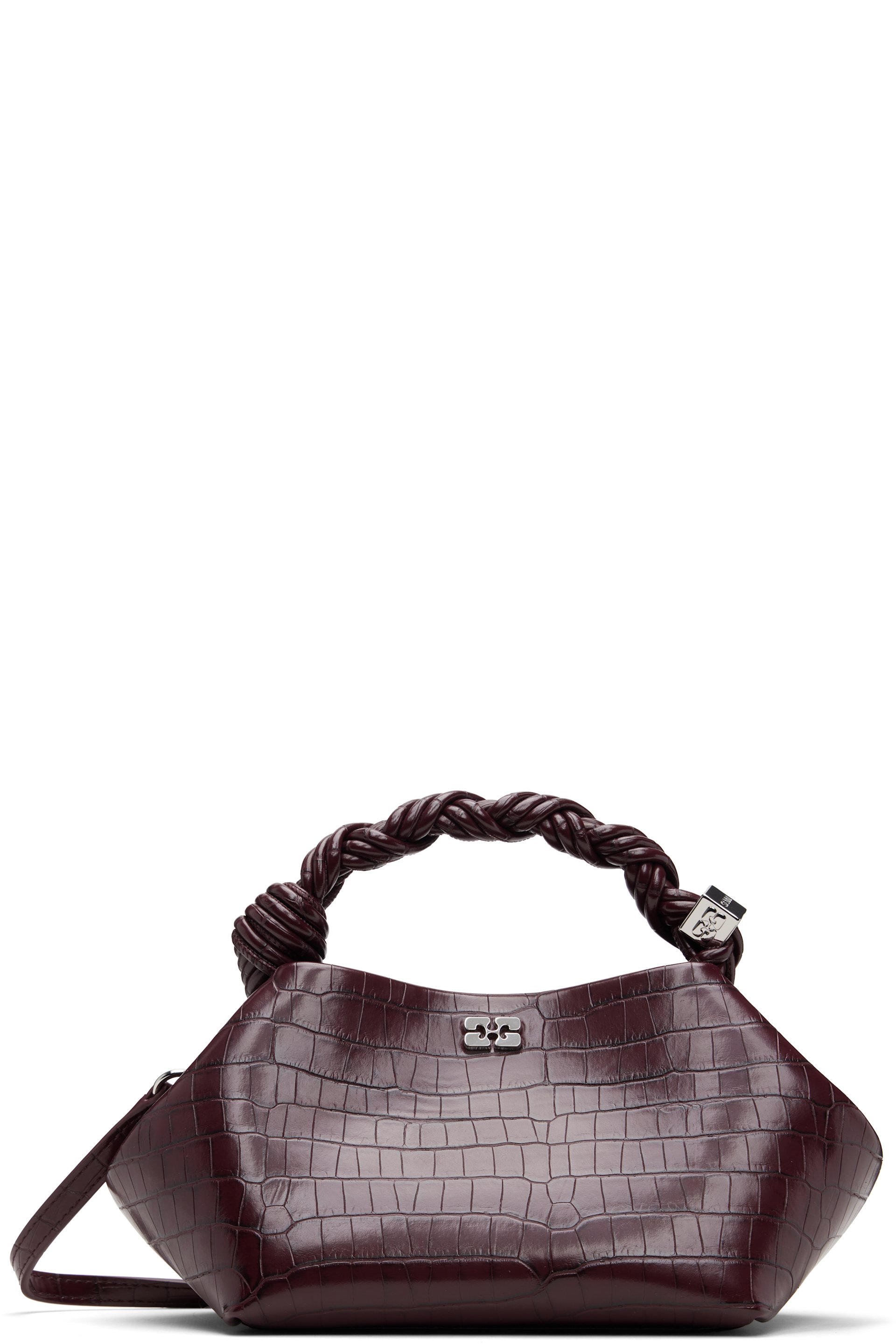 GANNI - Petit sac bourgogne gaufré façon croco - Bou