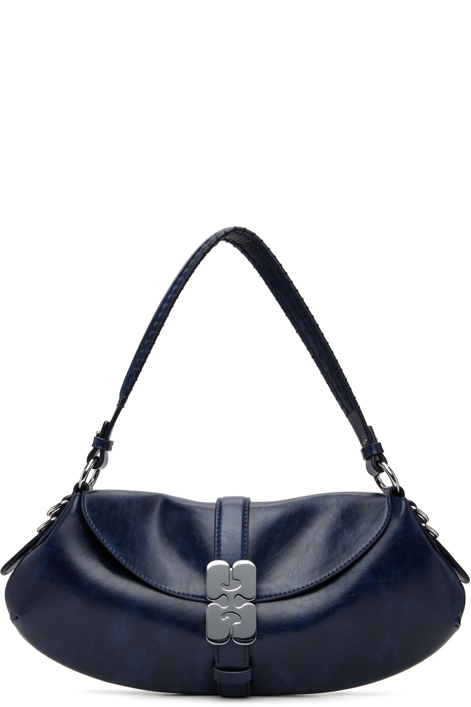 GANNI - Sac baguette Kat bleu marine