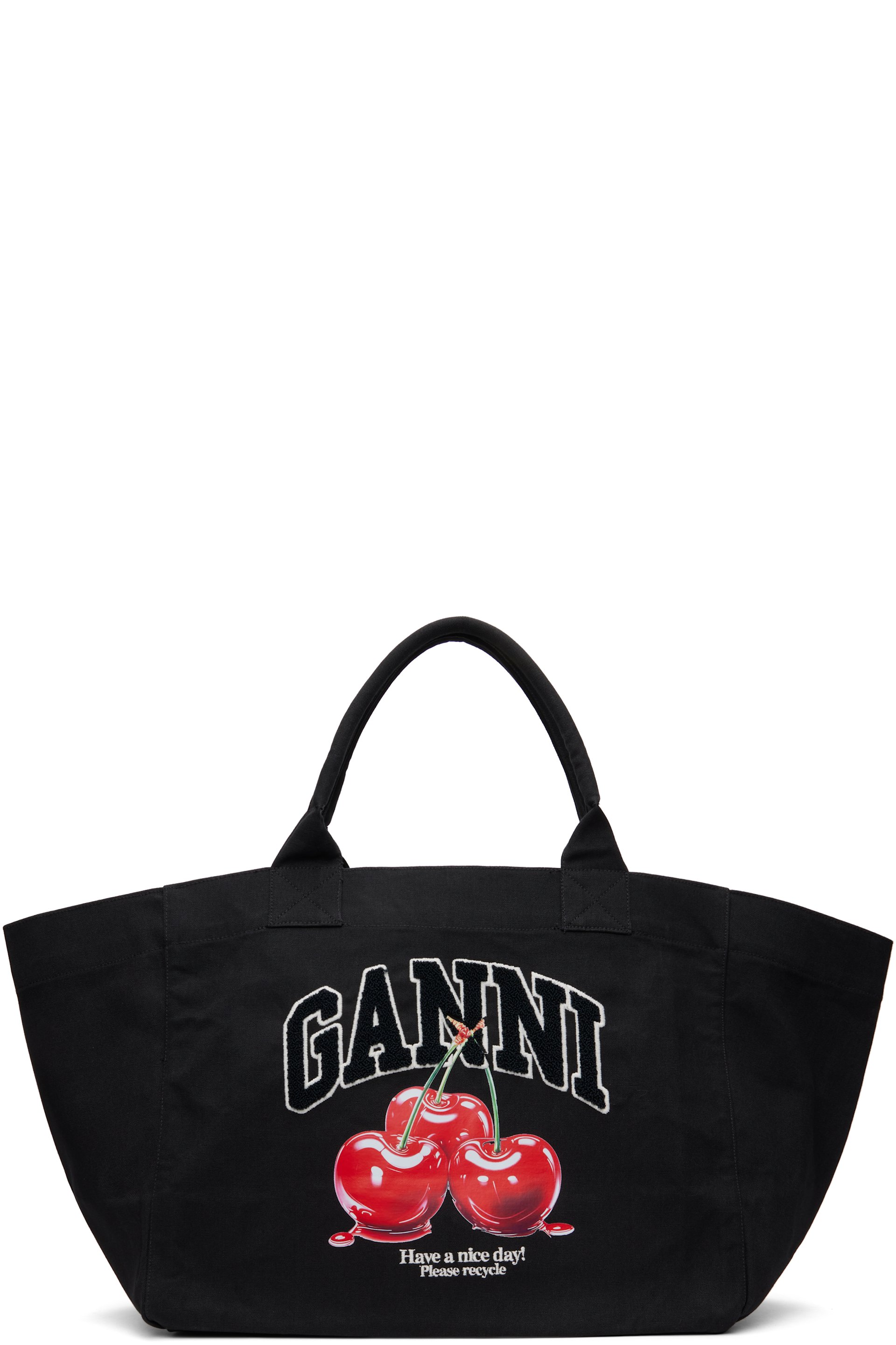 GANNI - Très grand cabas noir à image