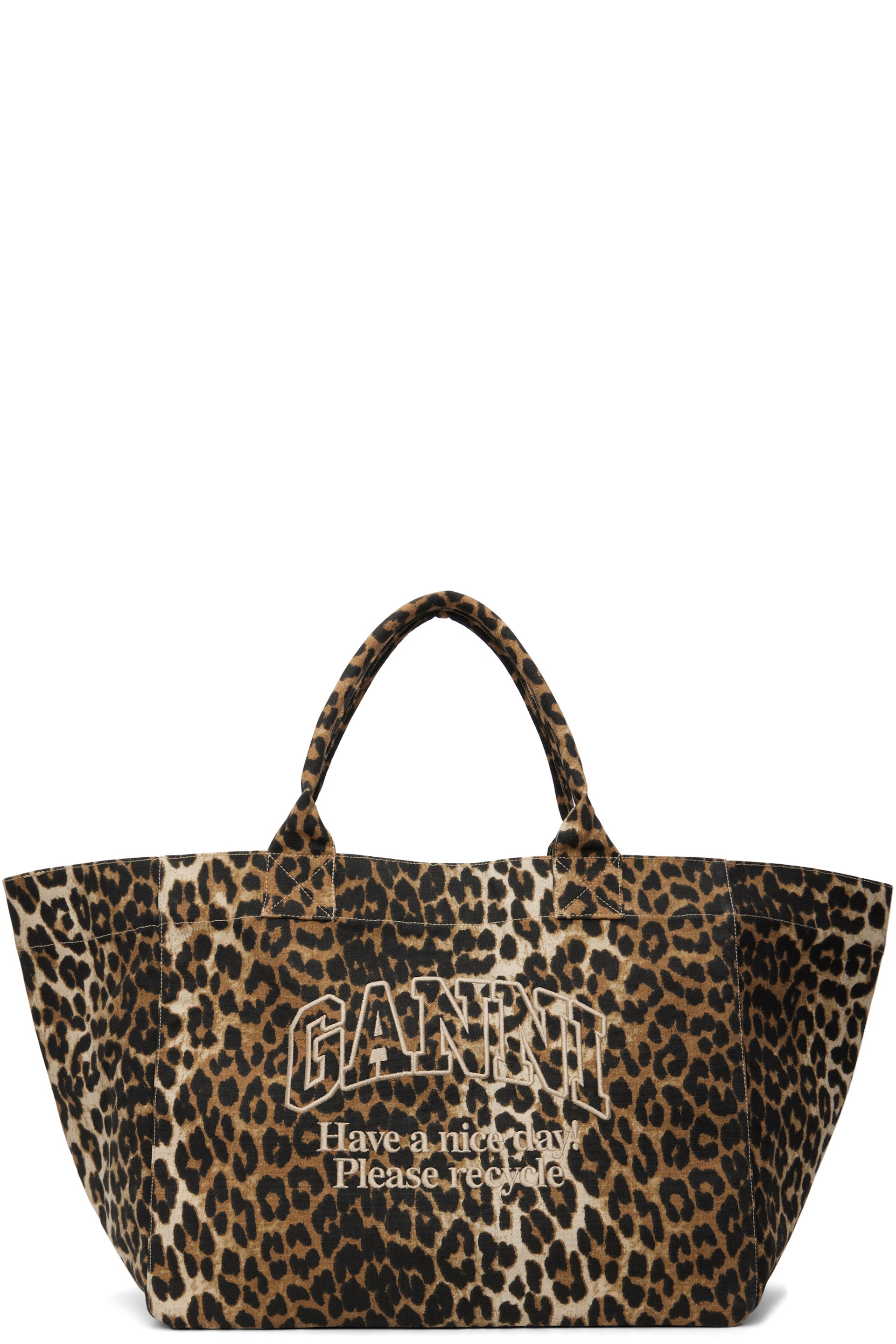 GANNI - Brown Leopard XXL Tote