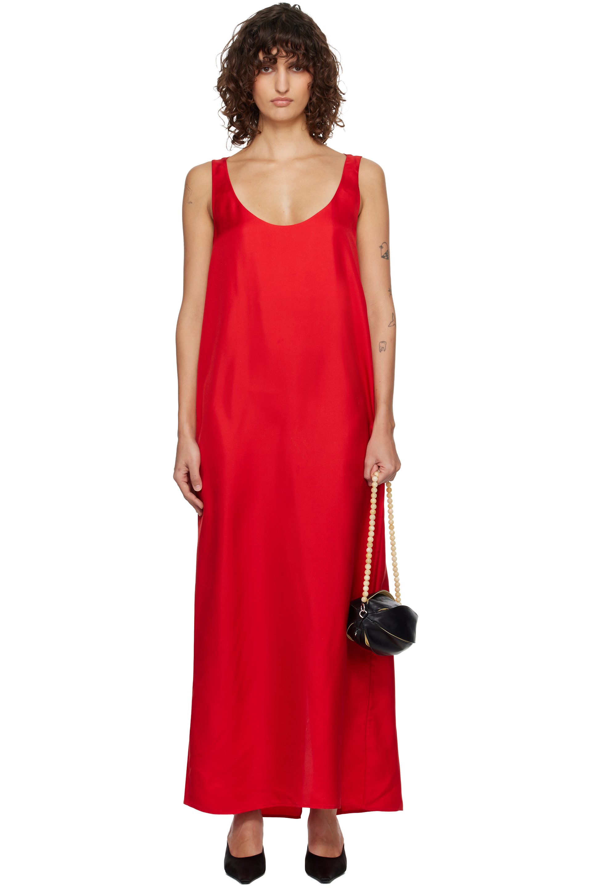 Róhe - Red Silk Scoop-Neck Maxi Dress