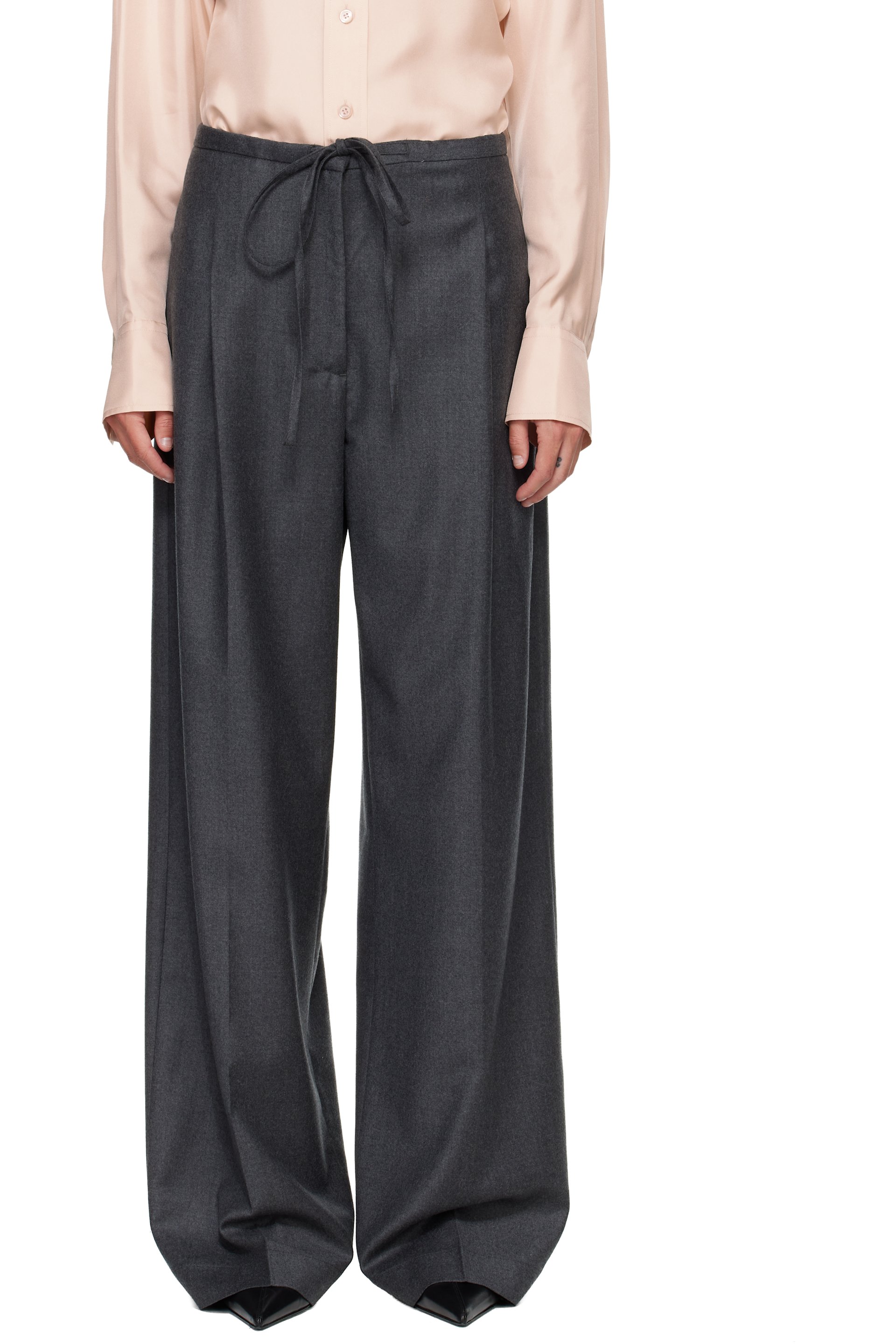Róhe - Gray Relaxed Soft Wool Trousers