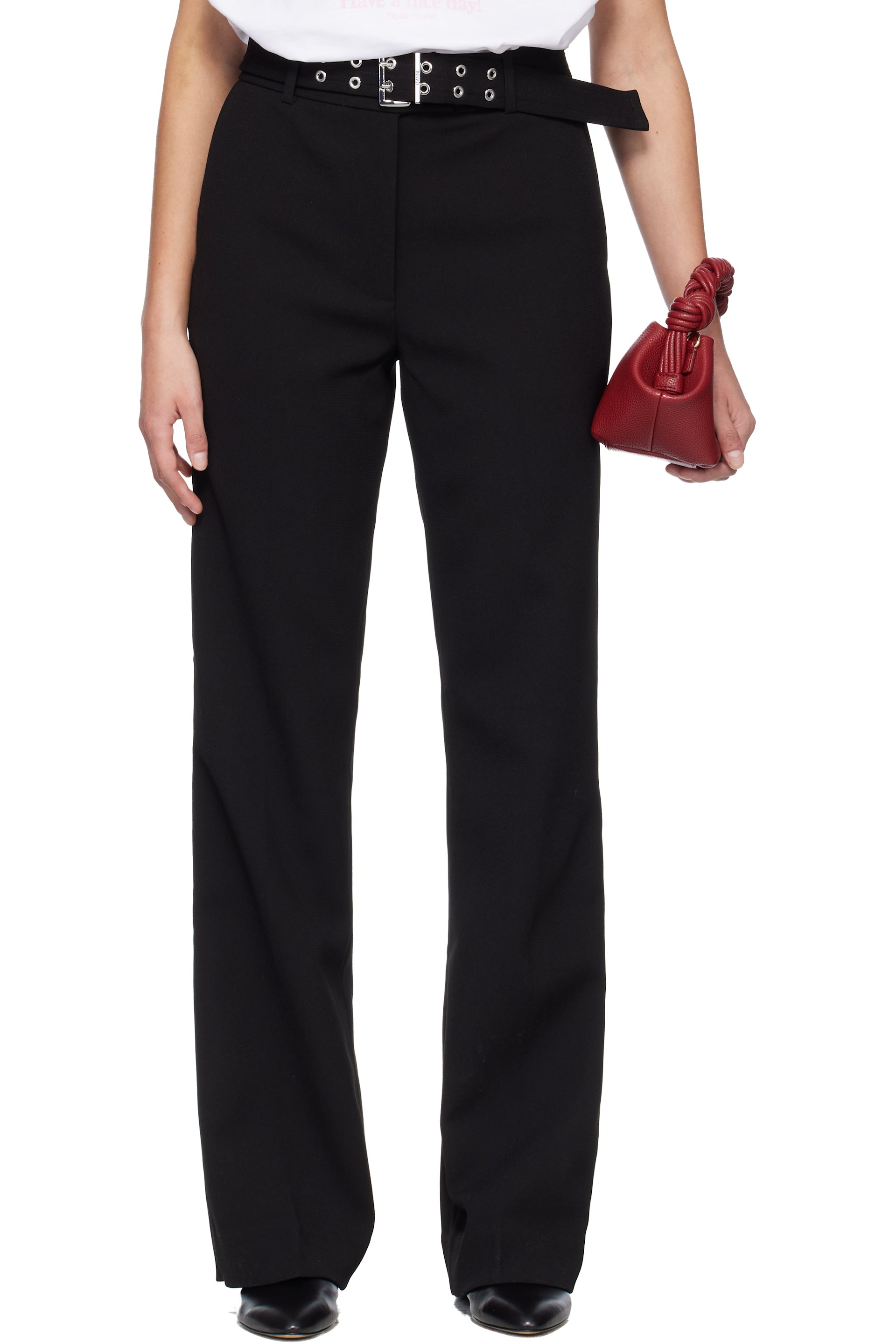 GANNI - Pantalon noir à ceinture