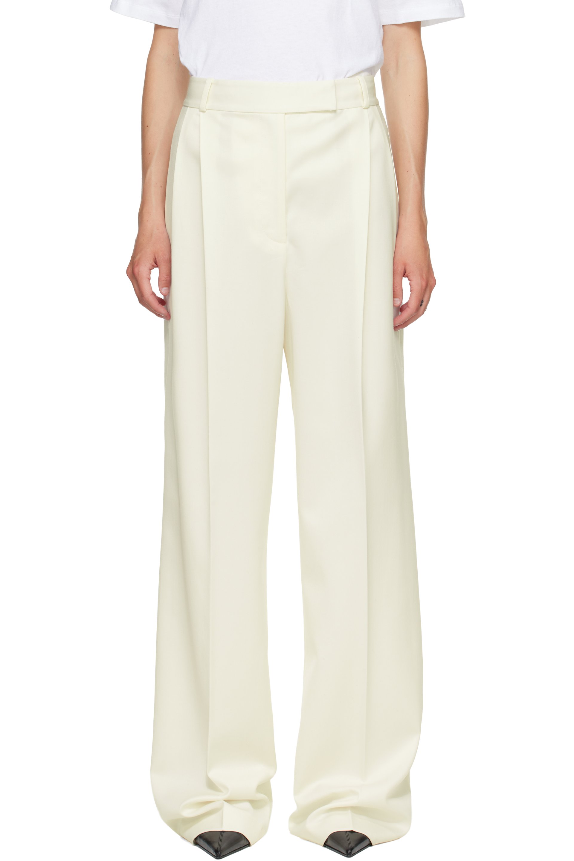 Róhe - Off-White Mid-Waist Tailored Trousers