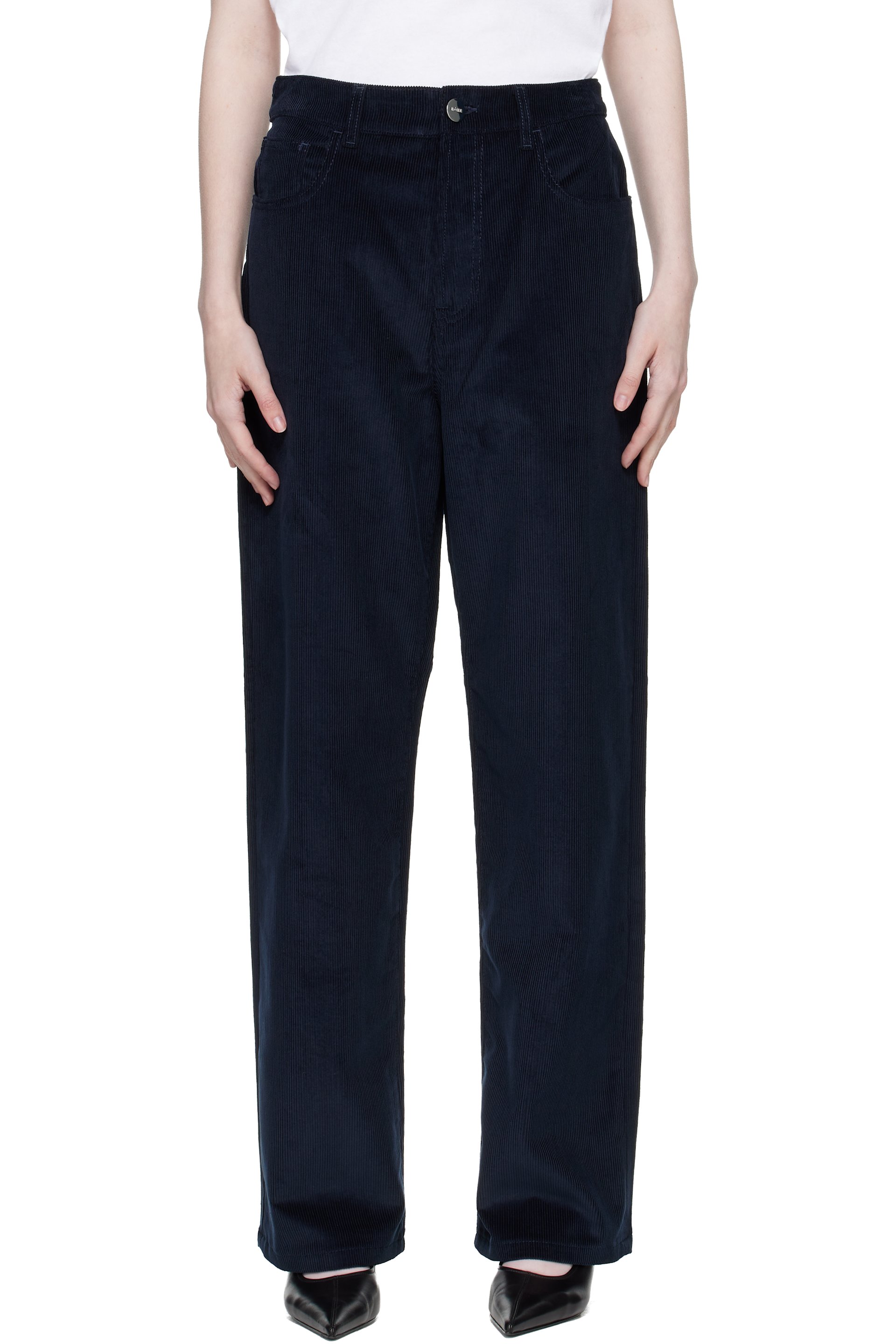 Róhe - Navy Relaxed Corduroy Trousers