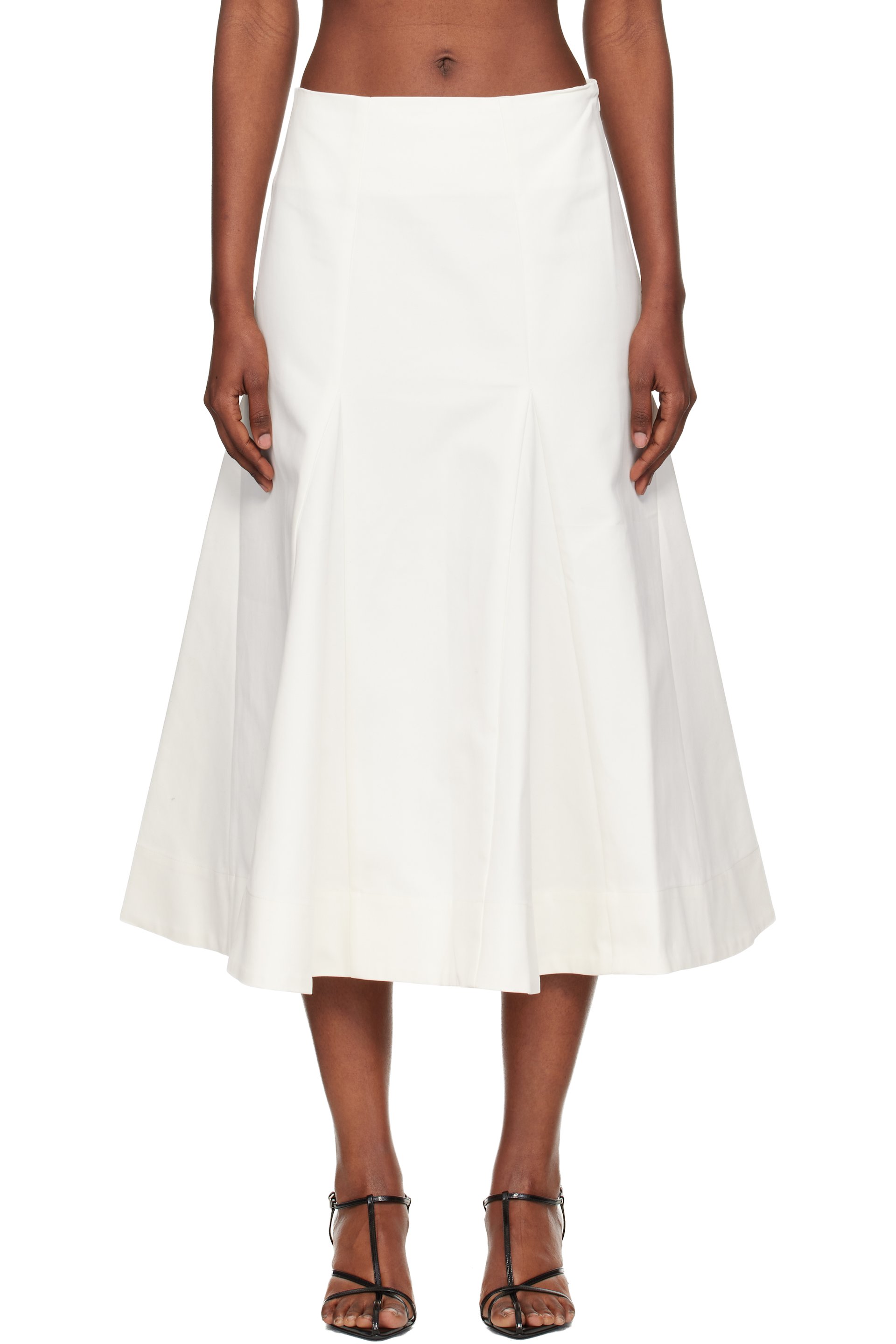 Róhe - Jupe midi sculpturale blanc cassé en coton