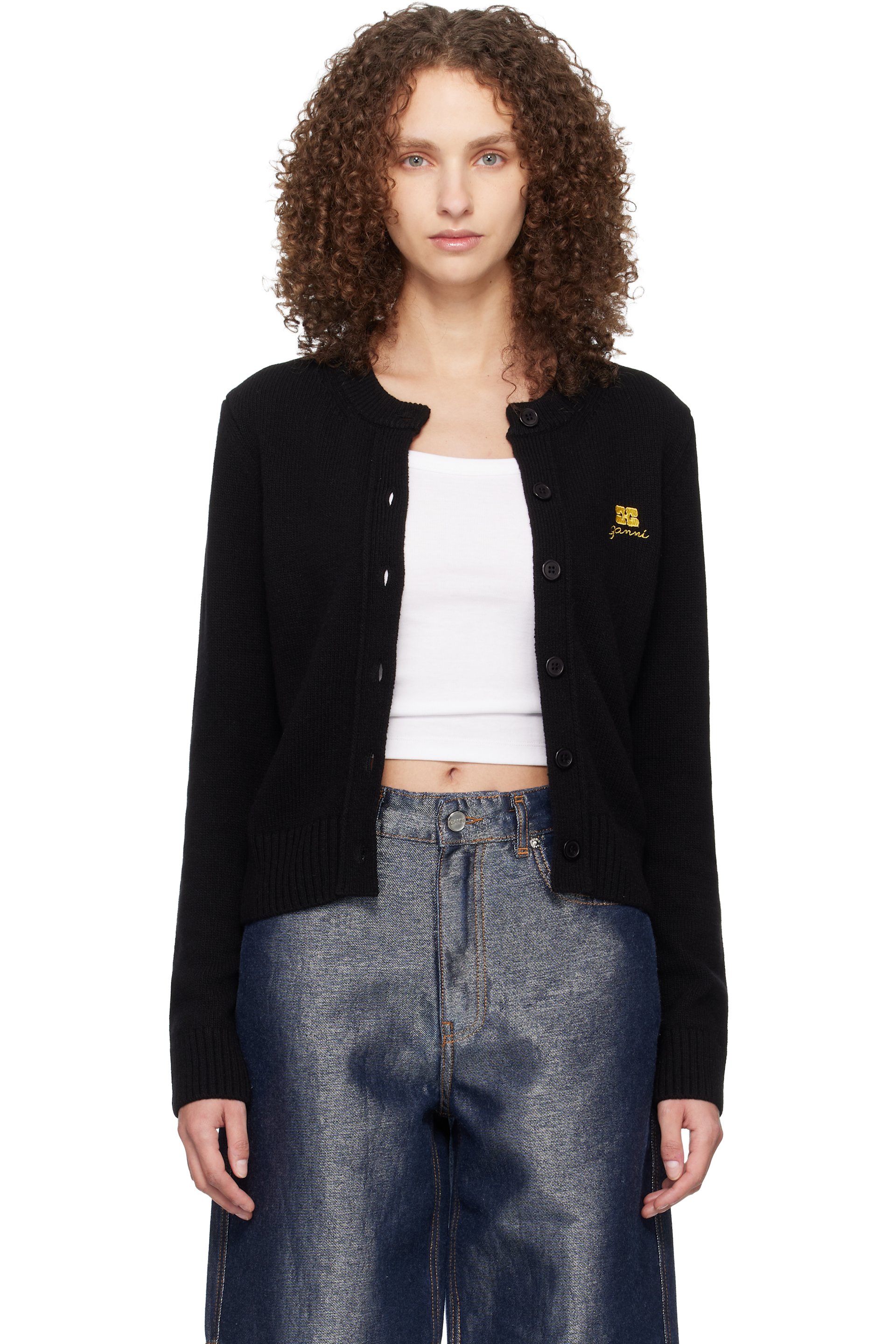 GANNI - Cardigan noir en laine