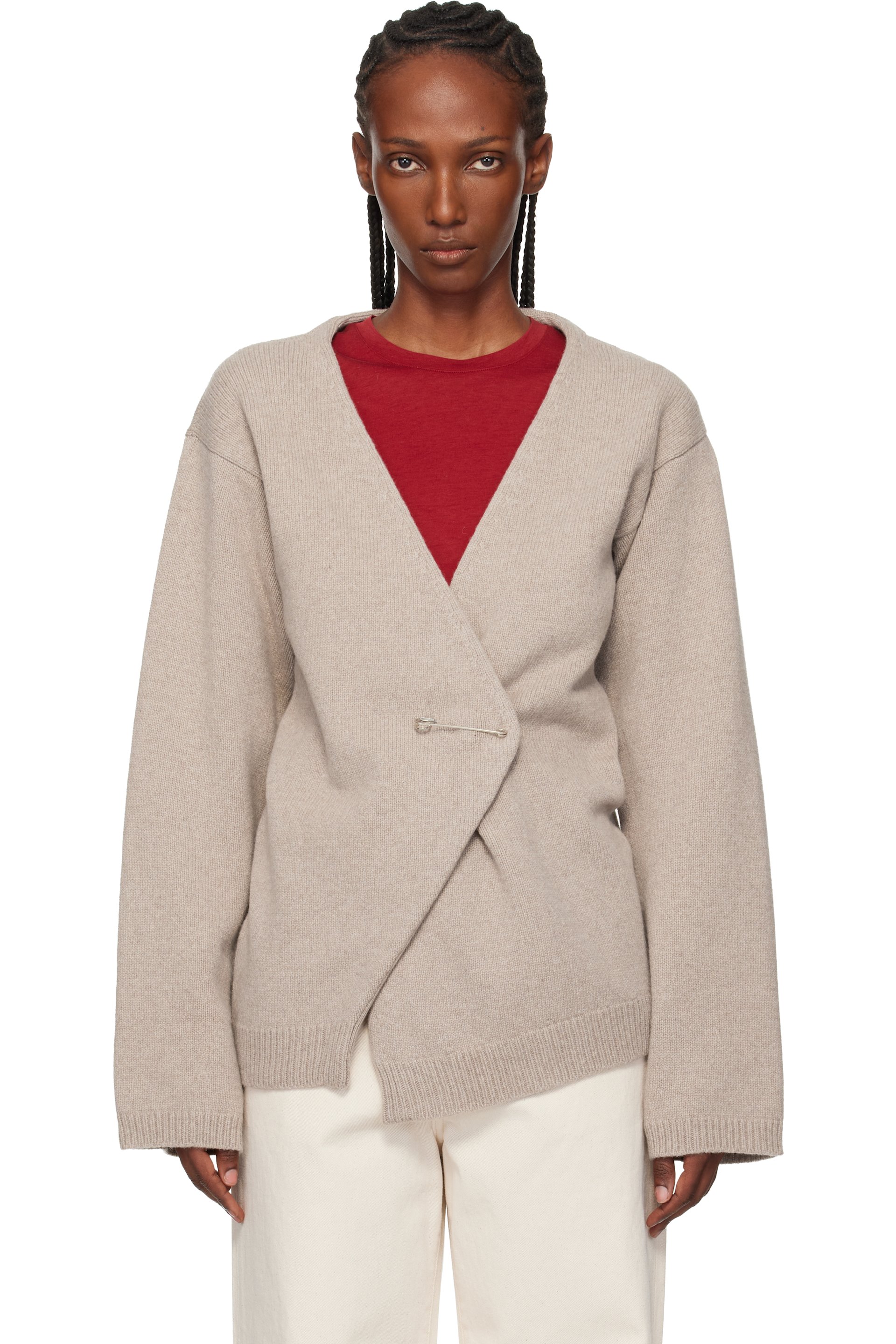 Róhe - Cardigan cache-cœur taupe