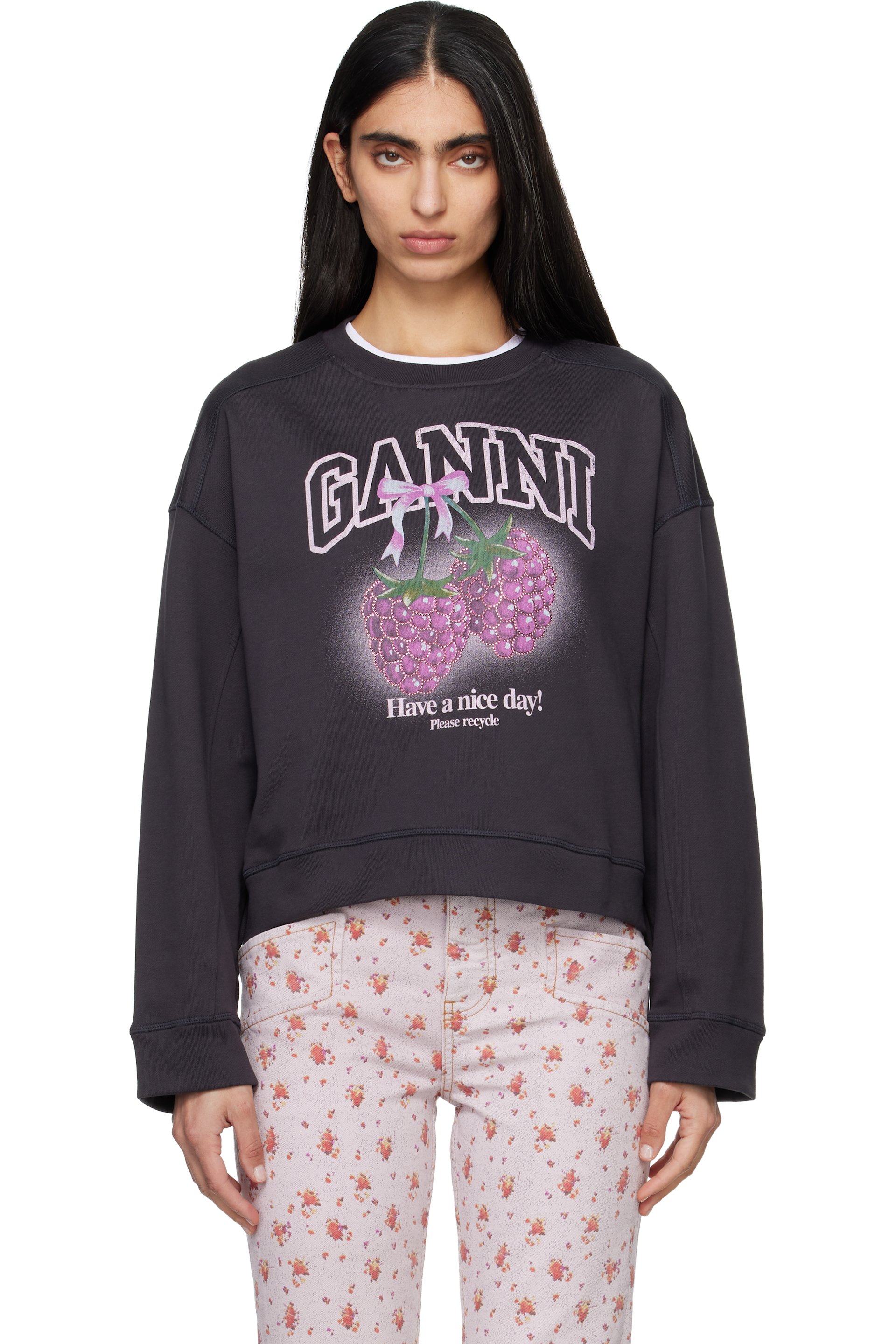 GANNI - 黑色 Raspberries Crewneck 套头衫