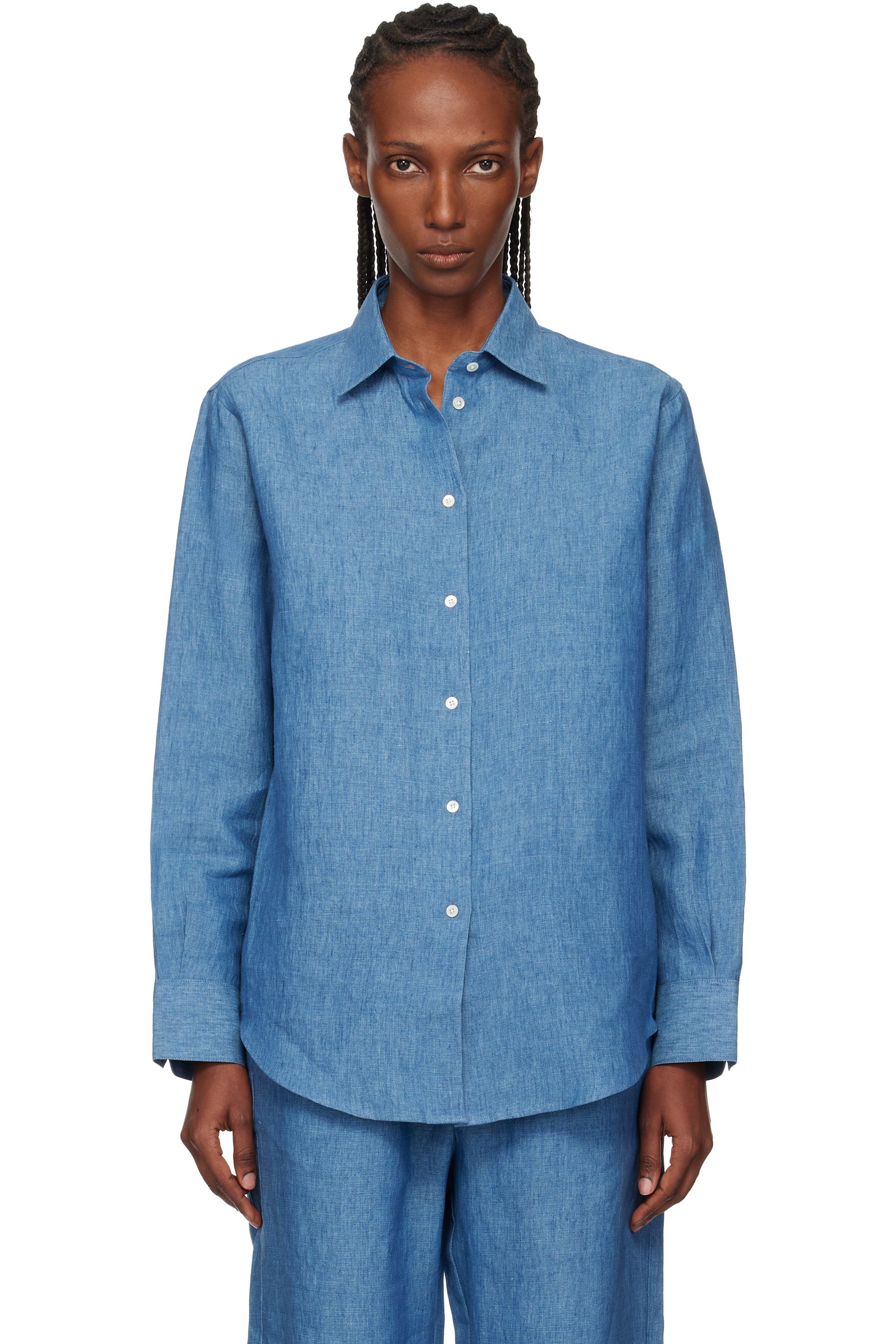 Róhe - Chemise bleue en chambray
