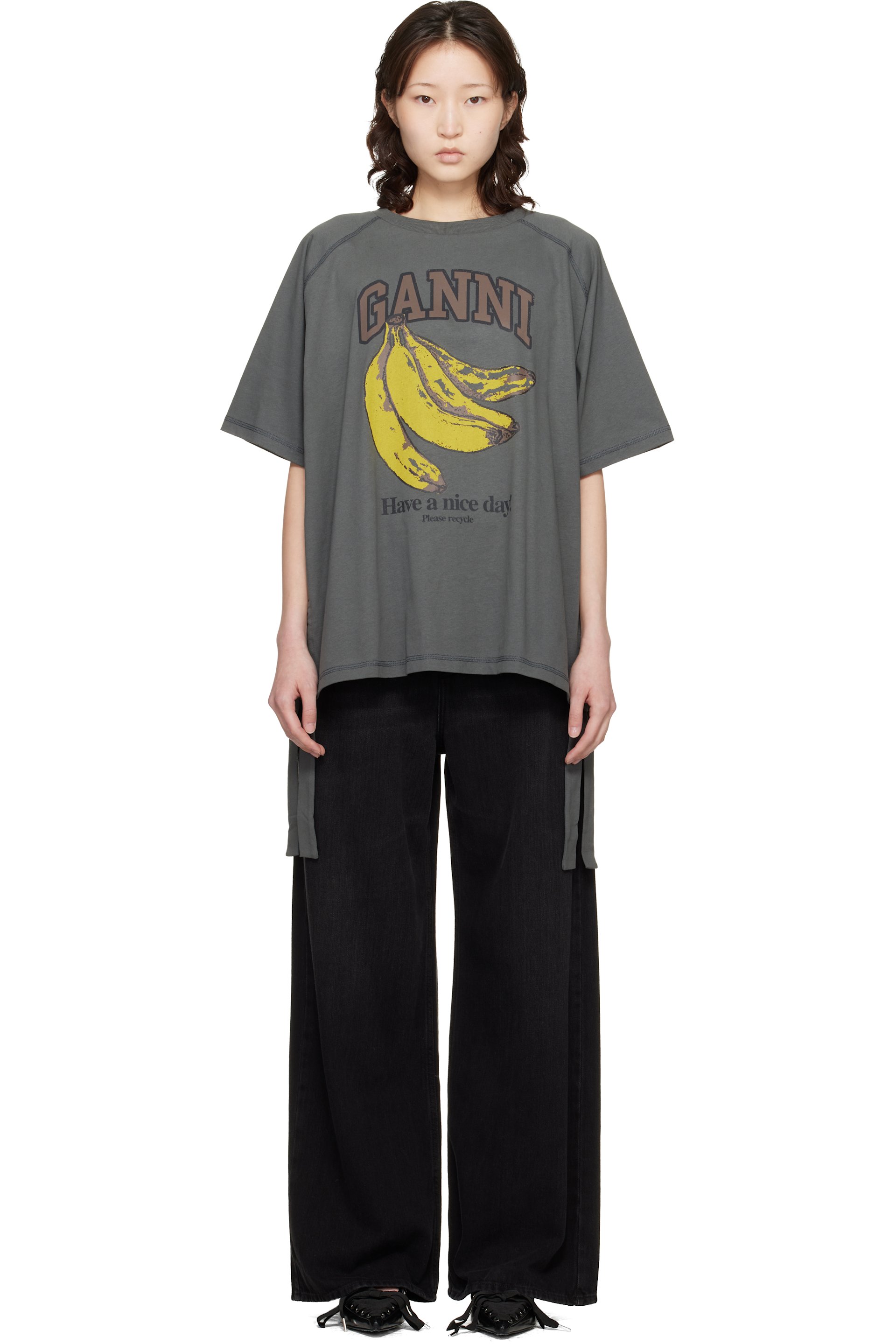 GANNI - T-shirt gris à image