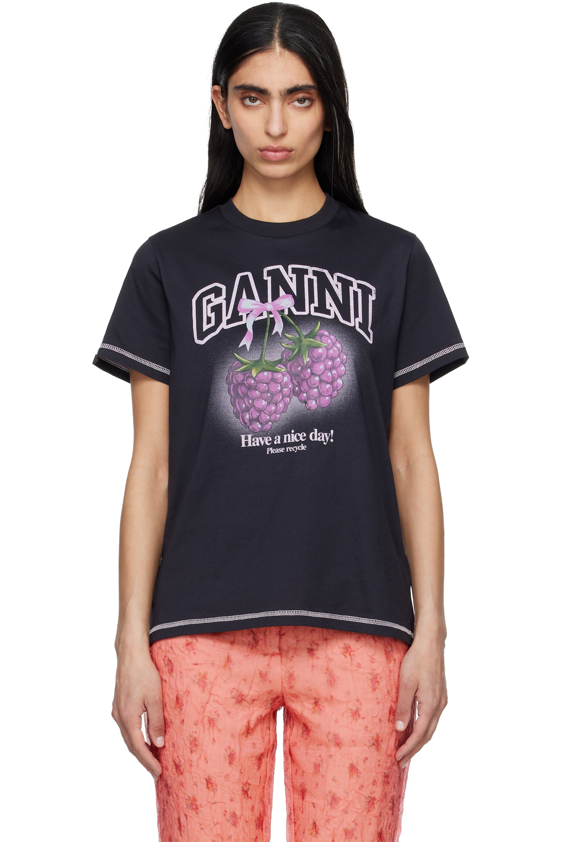 GANNI - T-shirt noir à image