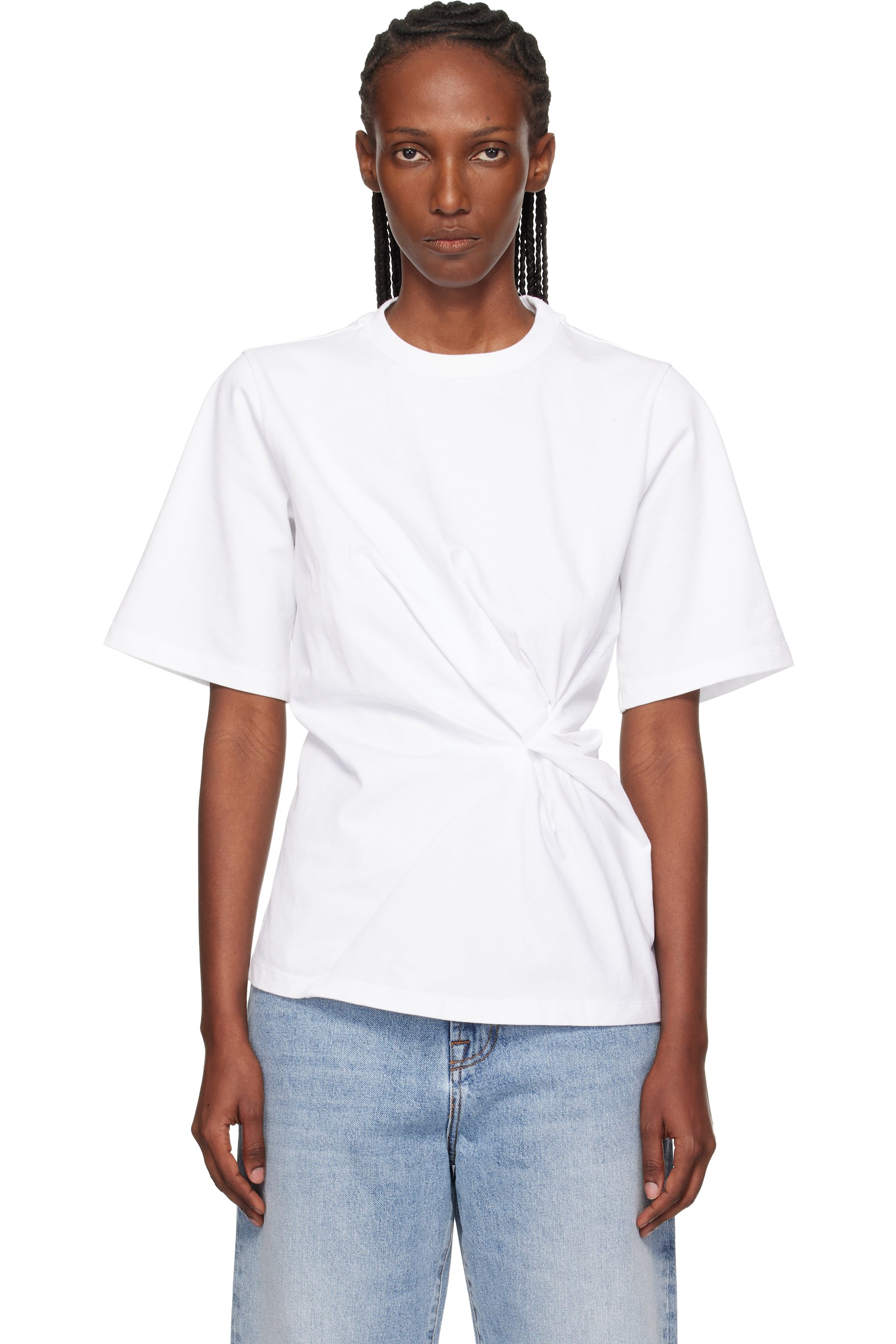 Róhe - T-shirt asymétrique torsadé blanc