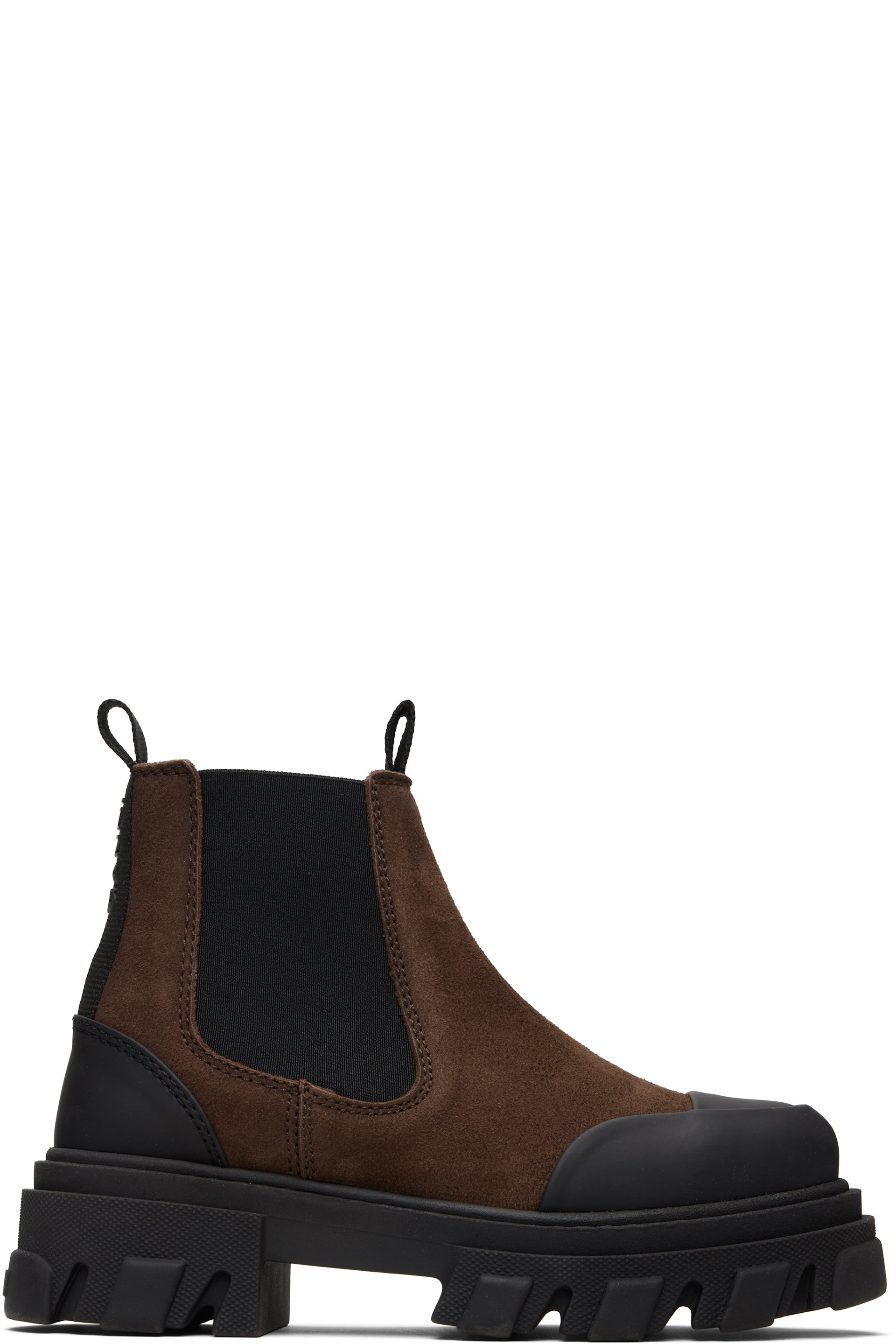 GANNI - Bottes chelsea brunes à semelle crantée