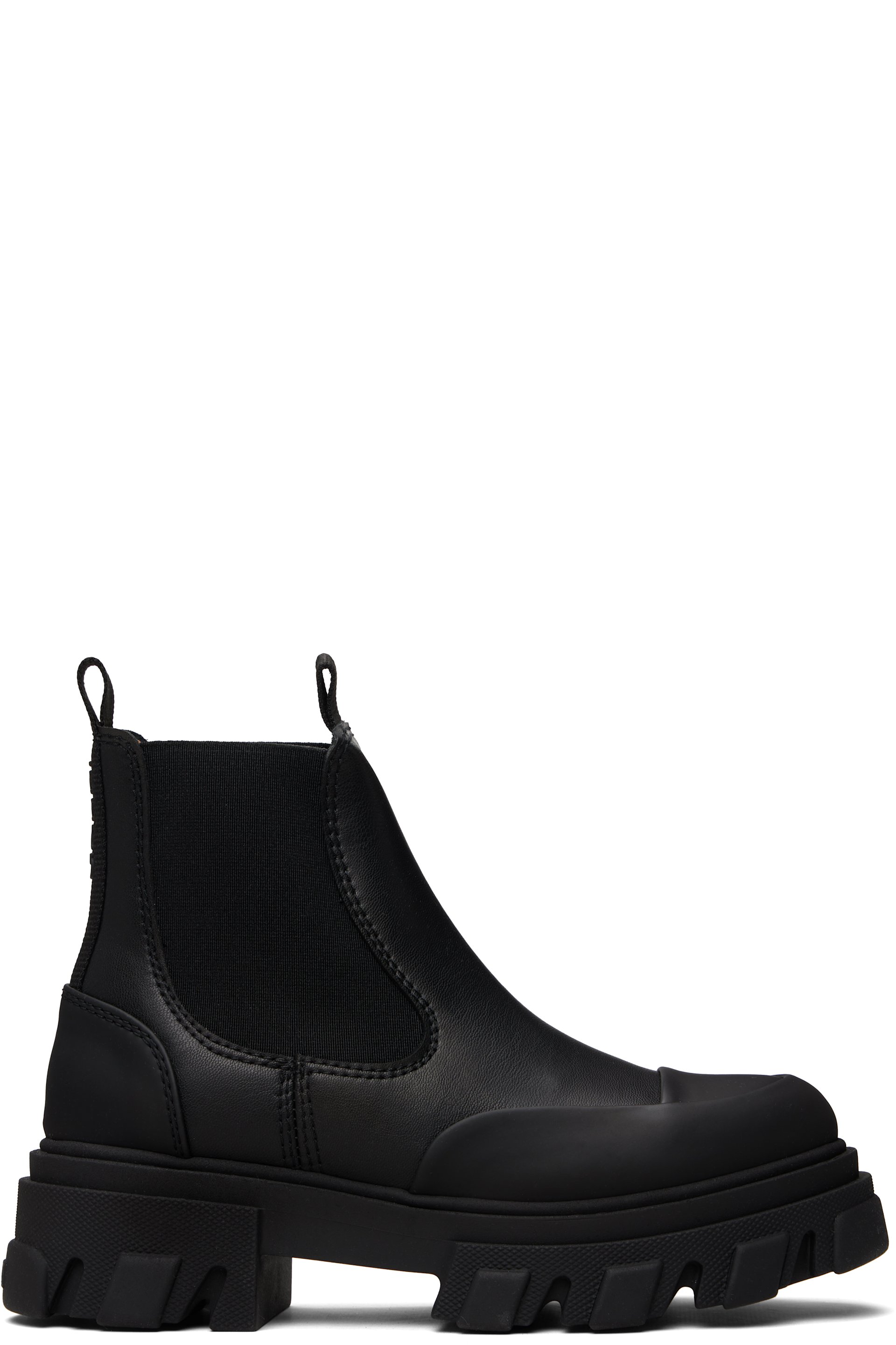 GANNI - Bottes chelsea noires à semelle crantée