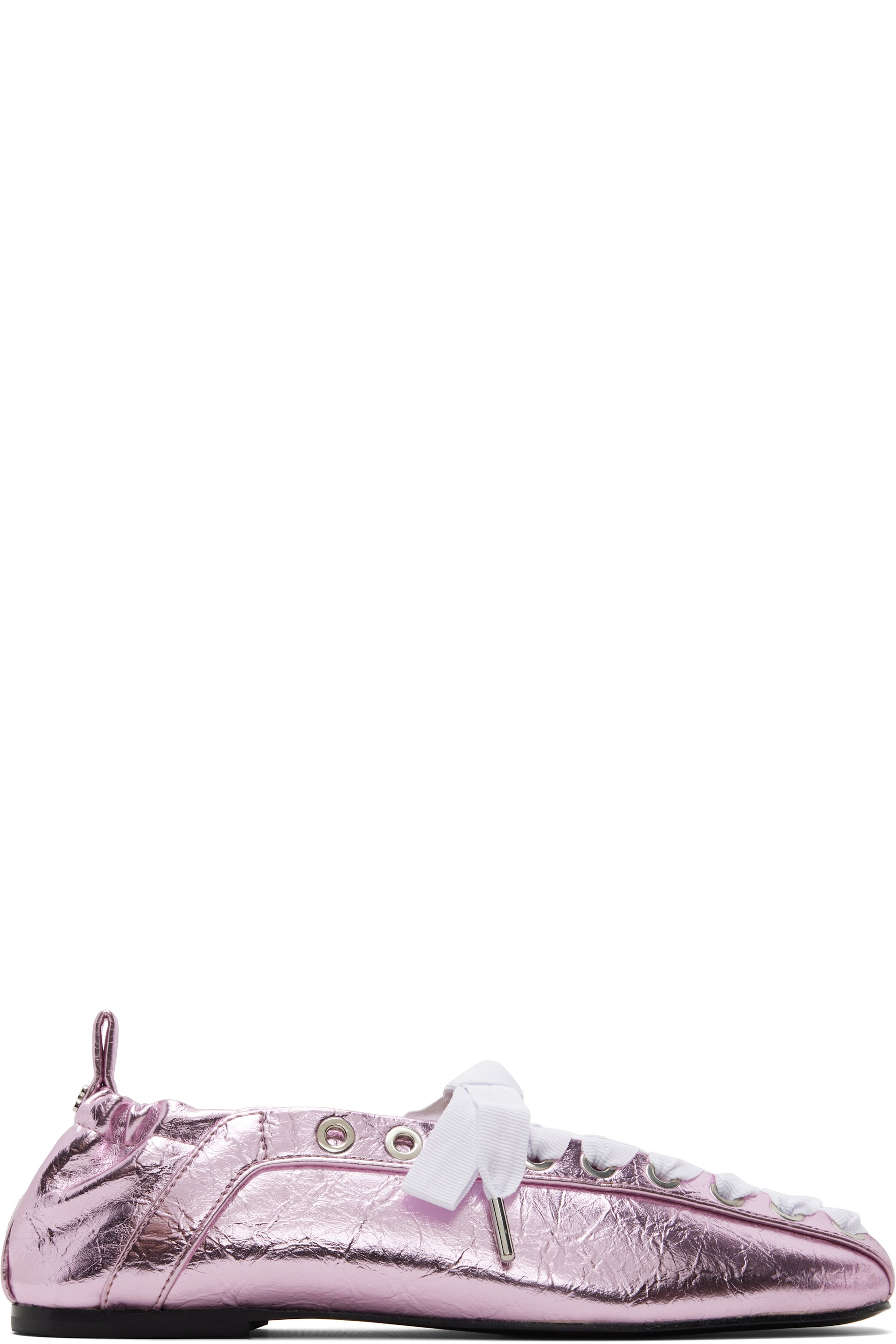 GANNI - Ballerines roses à laçage