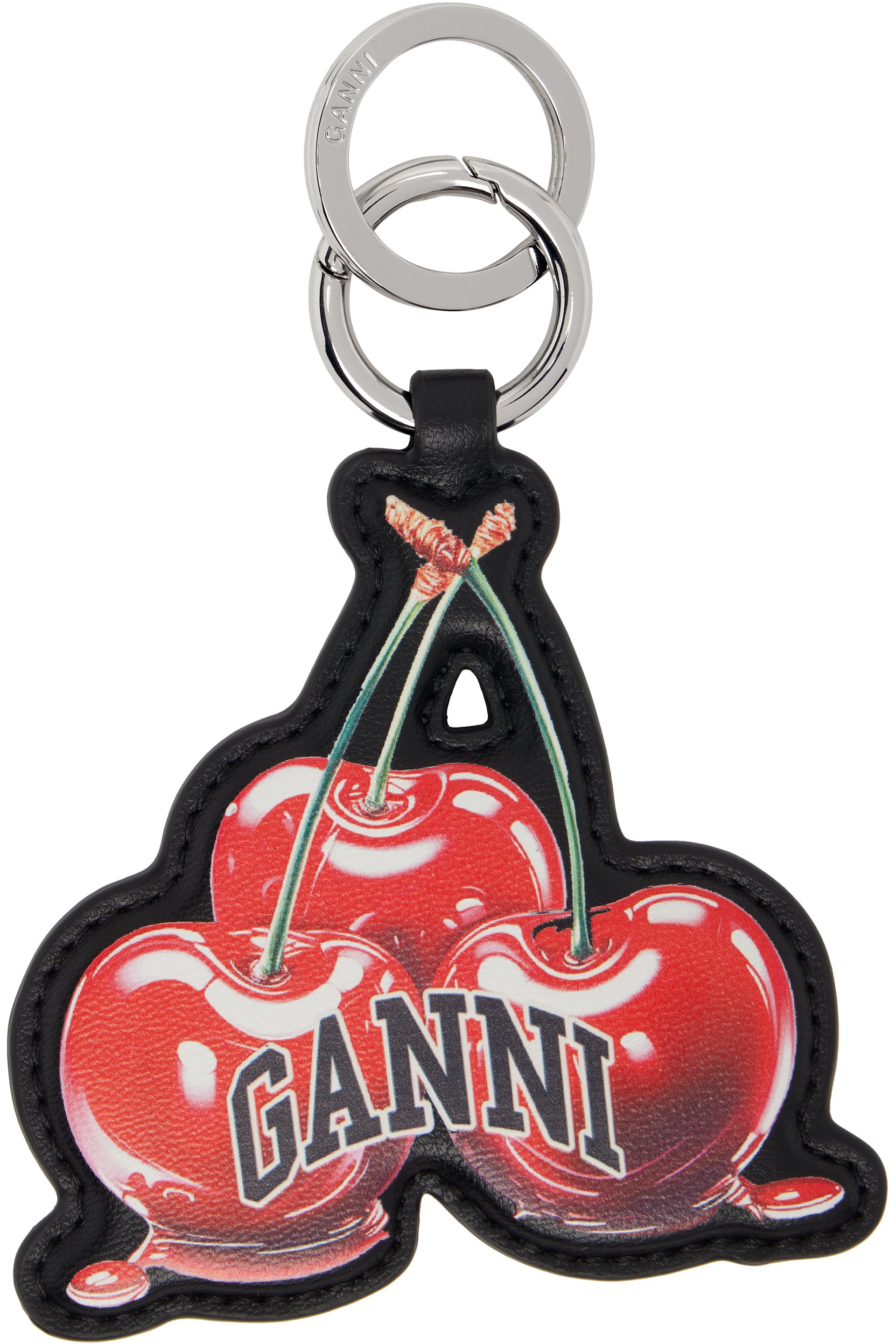 GANNI - Porteclé Joy noir à breloque de cerise