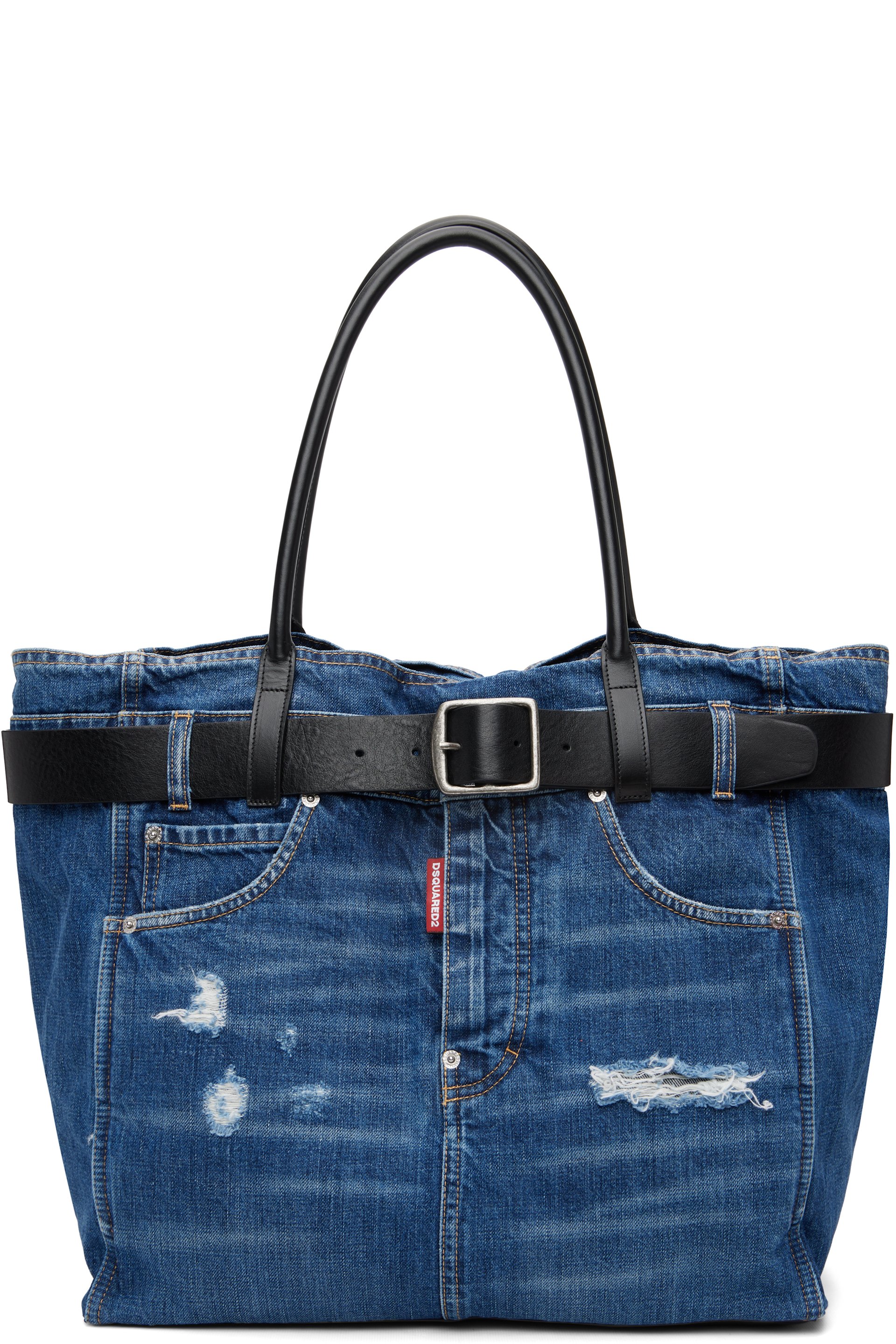 Dsquared2 - Cabas bleu en denim à ceinture